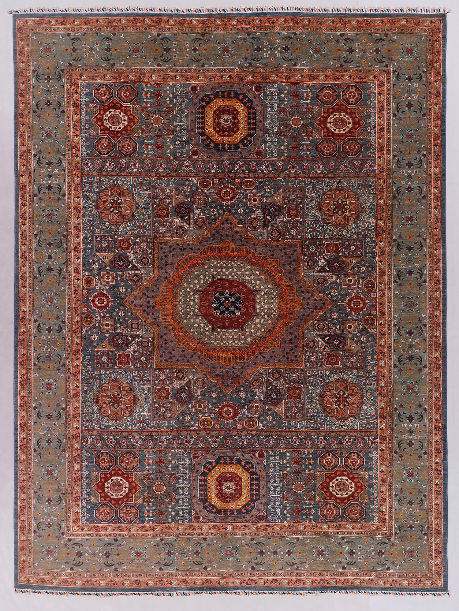 Mamluk Persian Hand Knotted Wool Rug Blue 10' x 14'