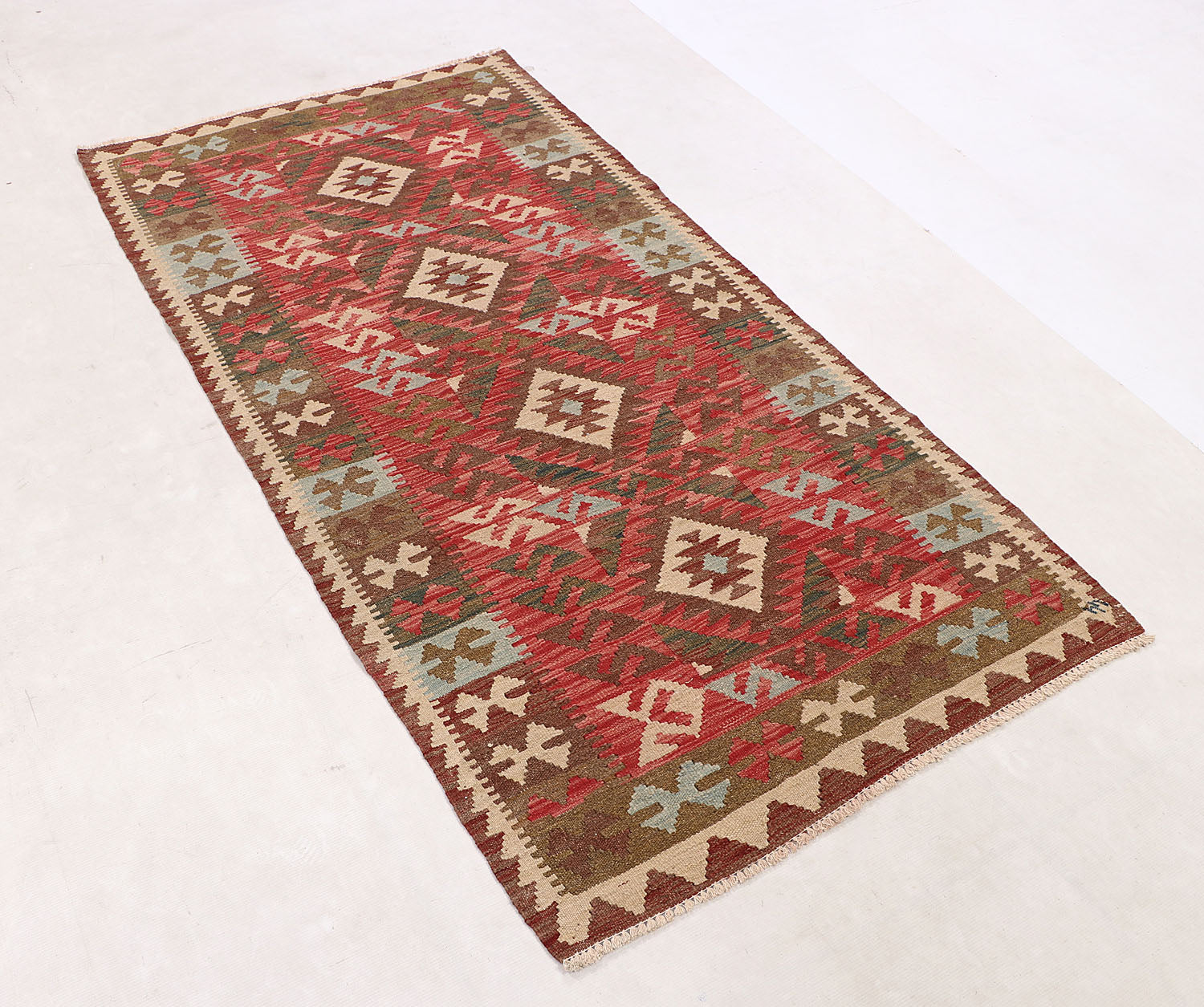 3' 3" X 6' Multy Handmade Veggie Dye Kilim Rug Rectangular