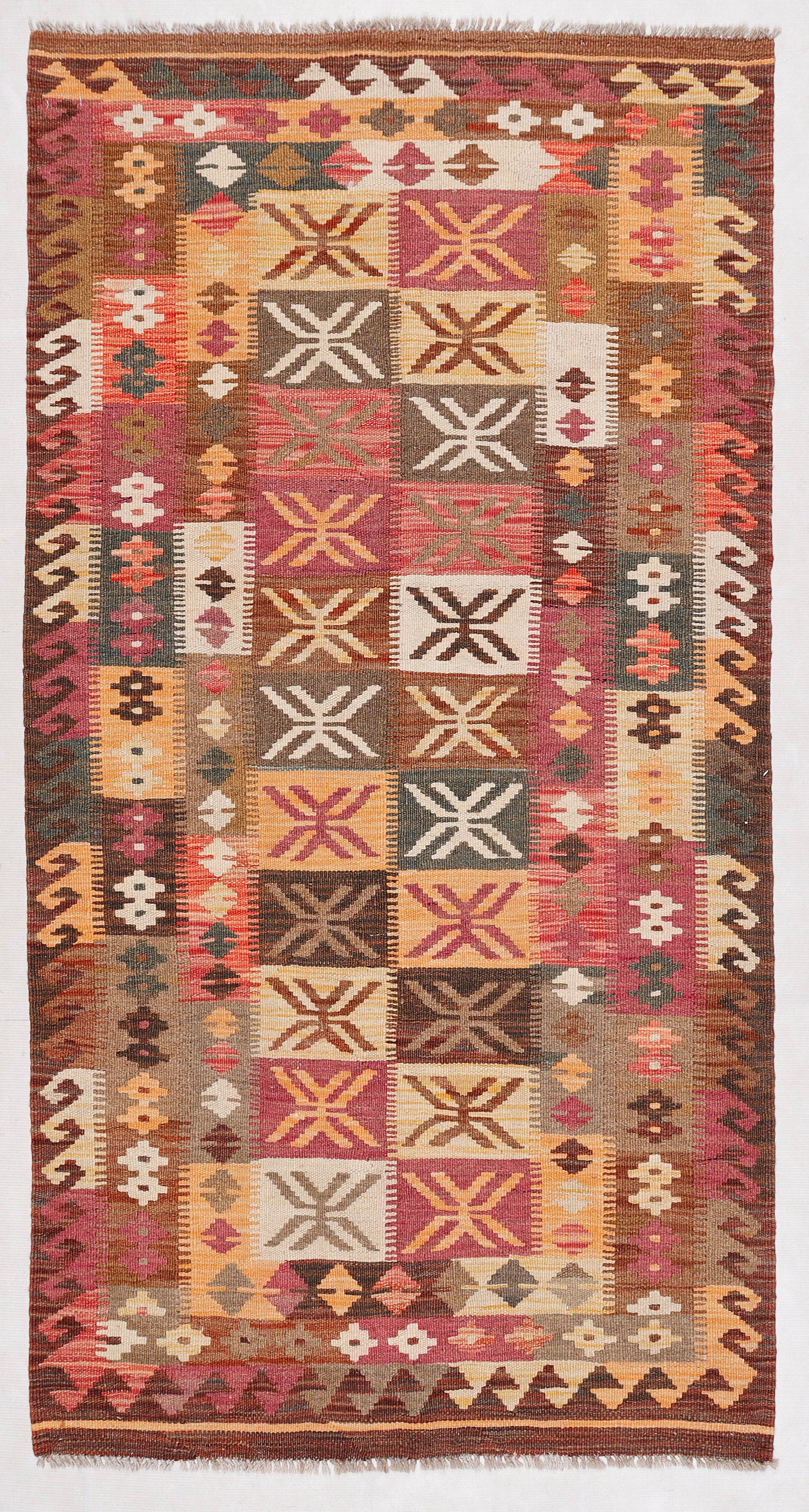 3' 3" X 6' Multy Handmade Veggie Dye Kilim Rug Rectangular