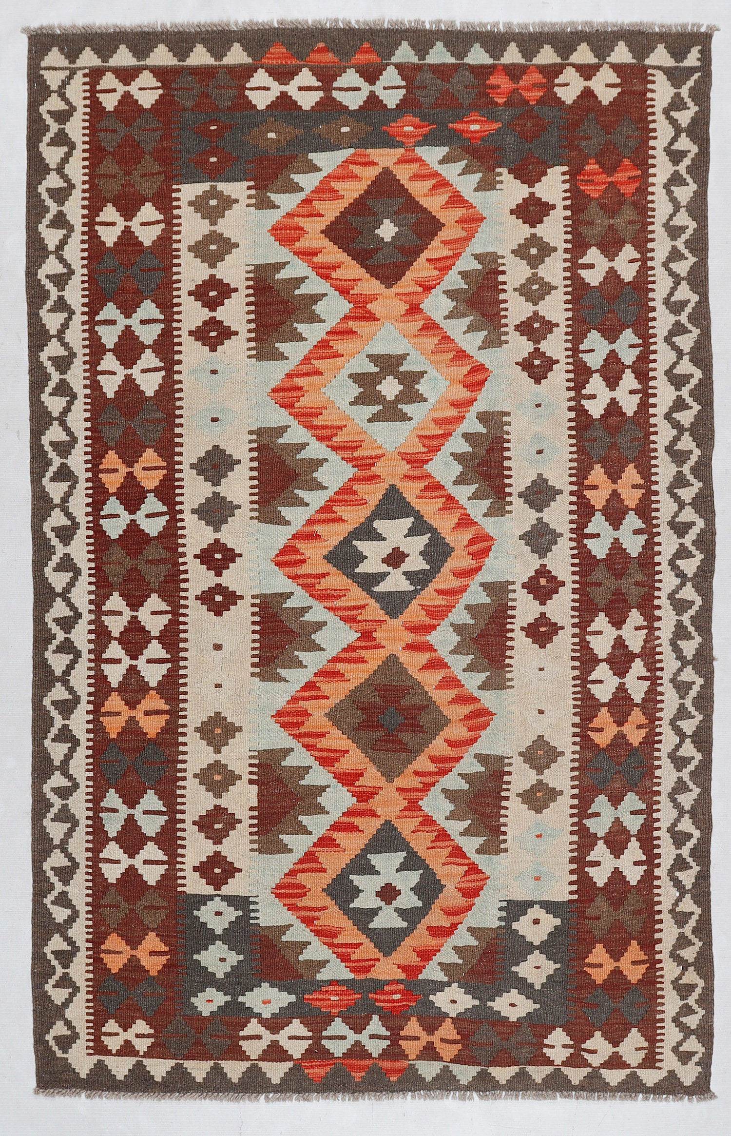 4' 6" x 6' 6 Multy Handmade Veggie Dye Kilim Rug Rectangular