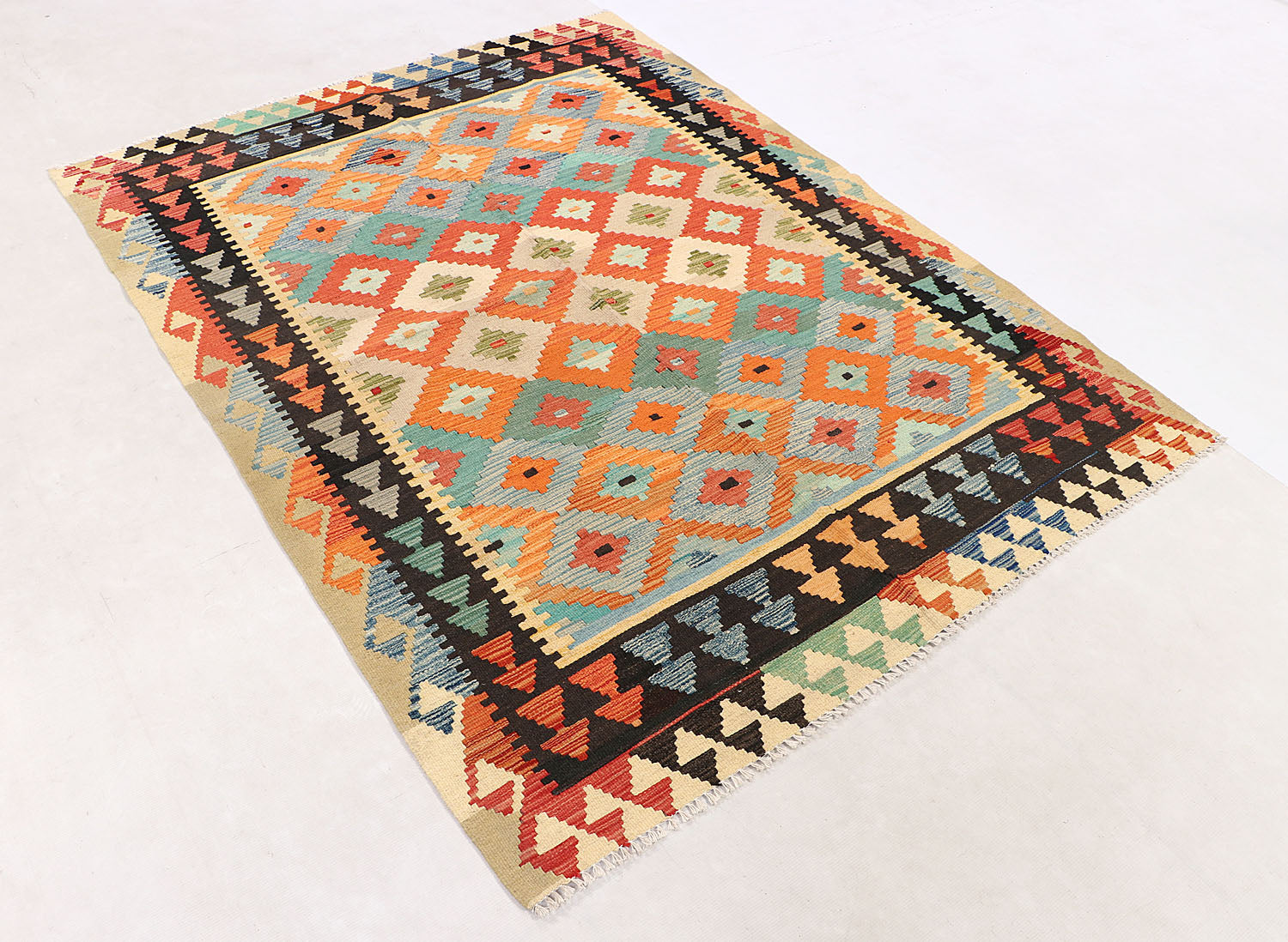 4' 6" x 6' 6 Multy Handmade Veggie Dye Kilim Rug Rectangular