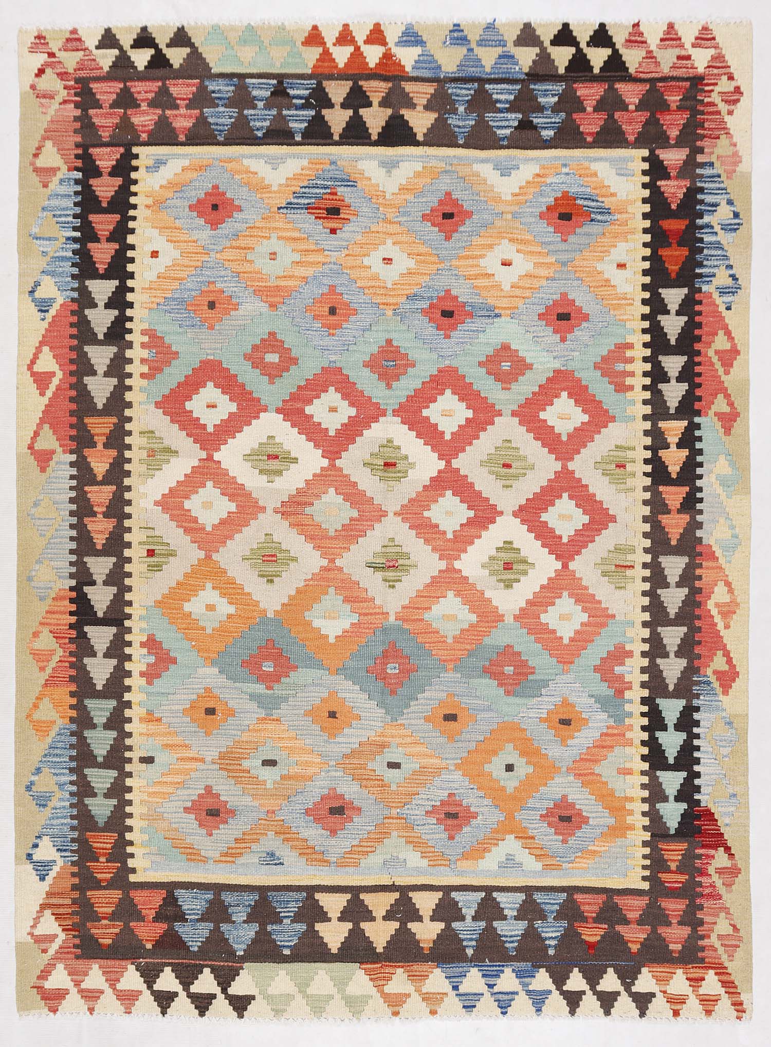 4' 6" x 6' 6 Multy Handmade Veggie Dye Kilim Rug Rectangular