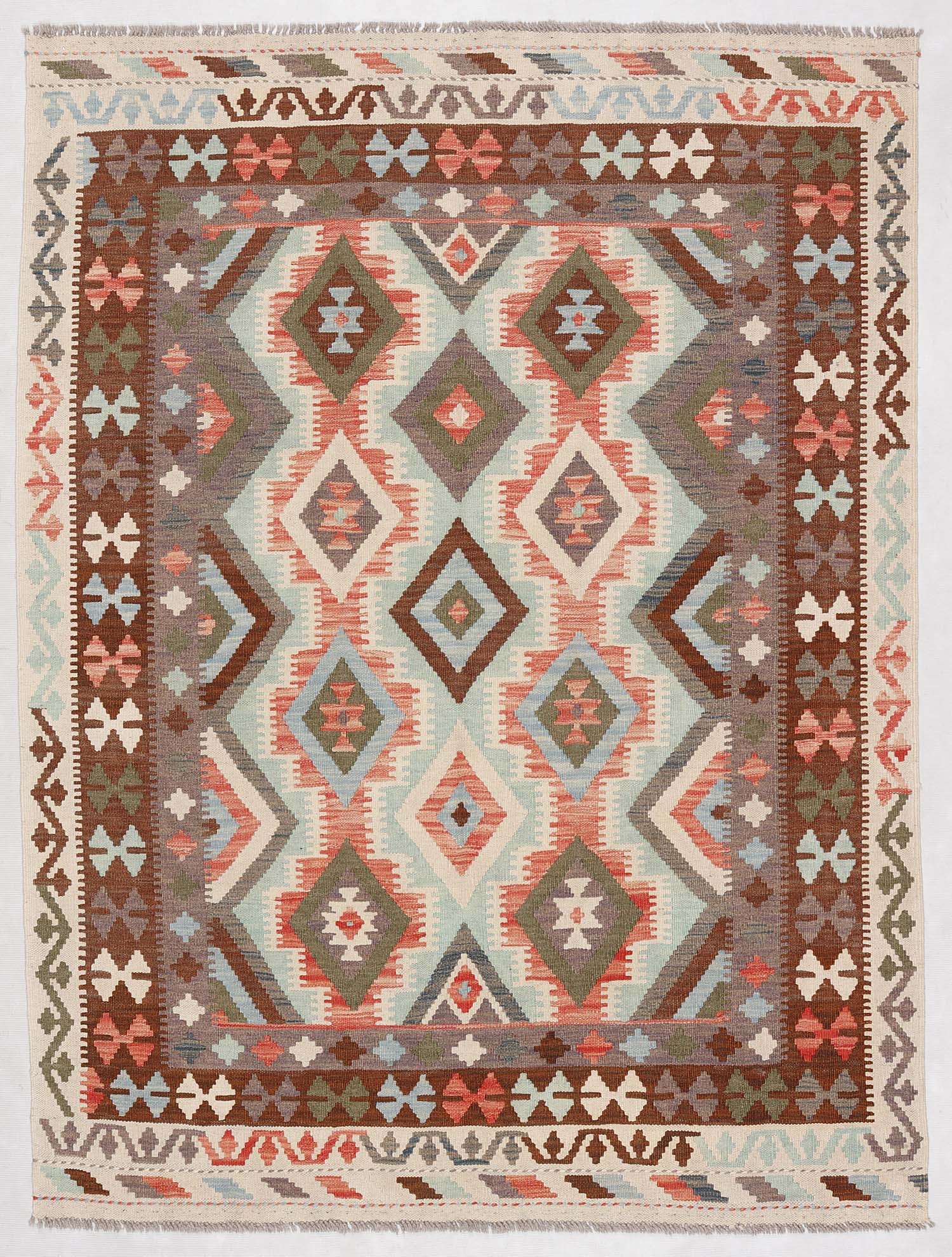4' 6" x 6' 6 Multy Handmade Veggie Dye Kilim Rug Rectangular