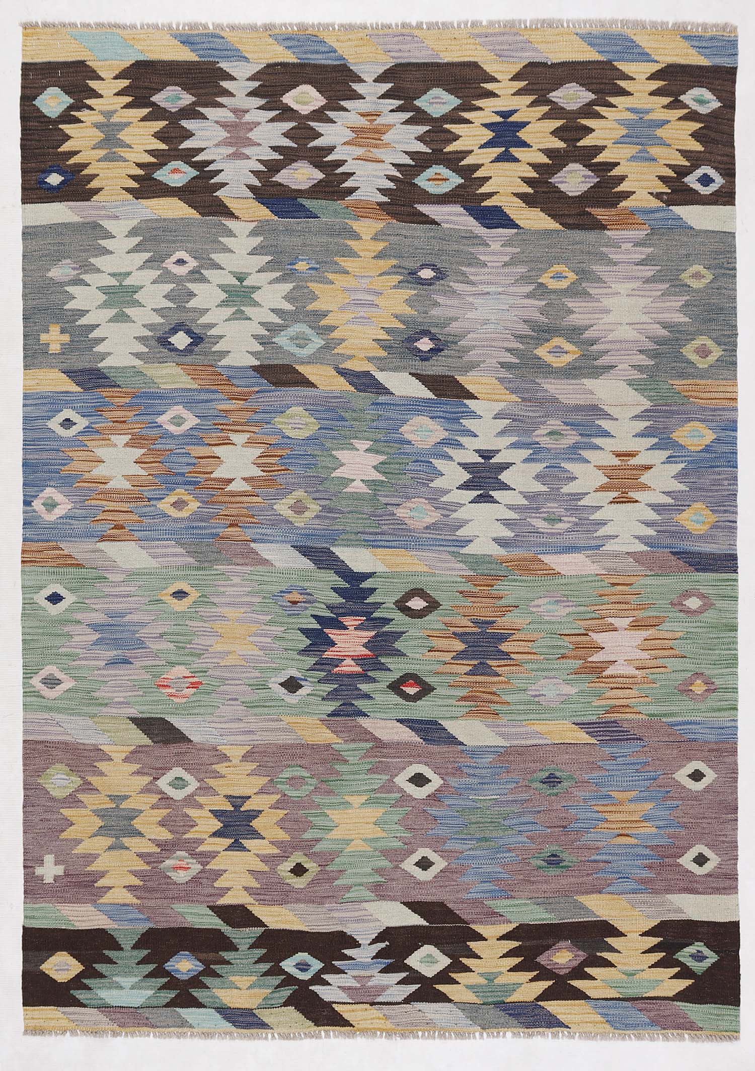 4' 6" x 6' 6 Multy Handmade Veggie Dye Kilim Rug Rectangular