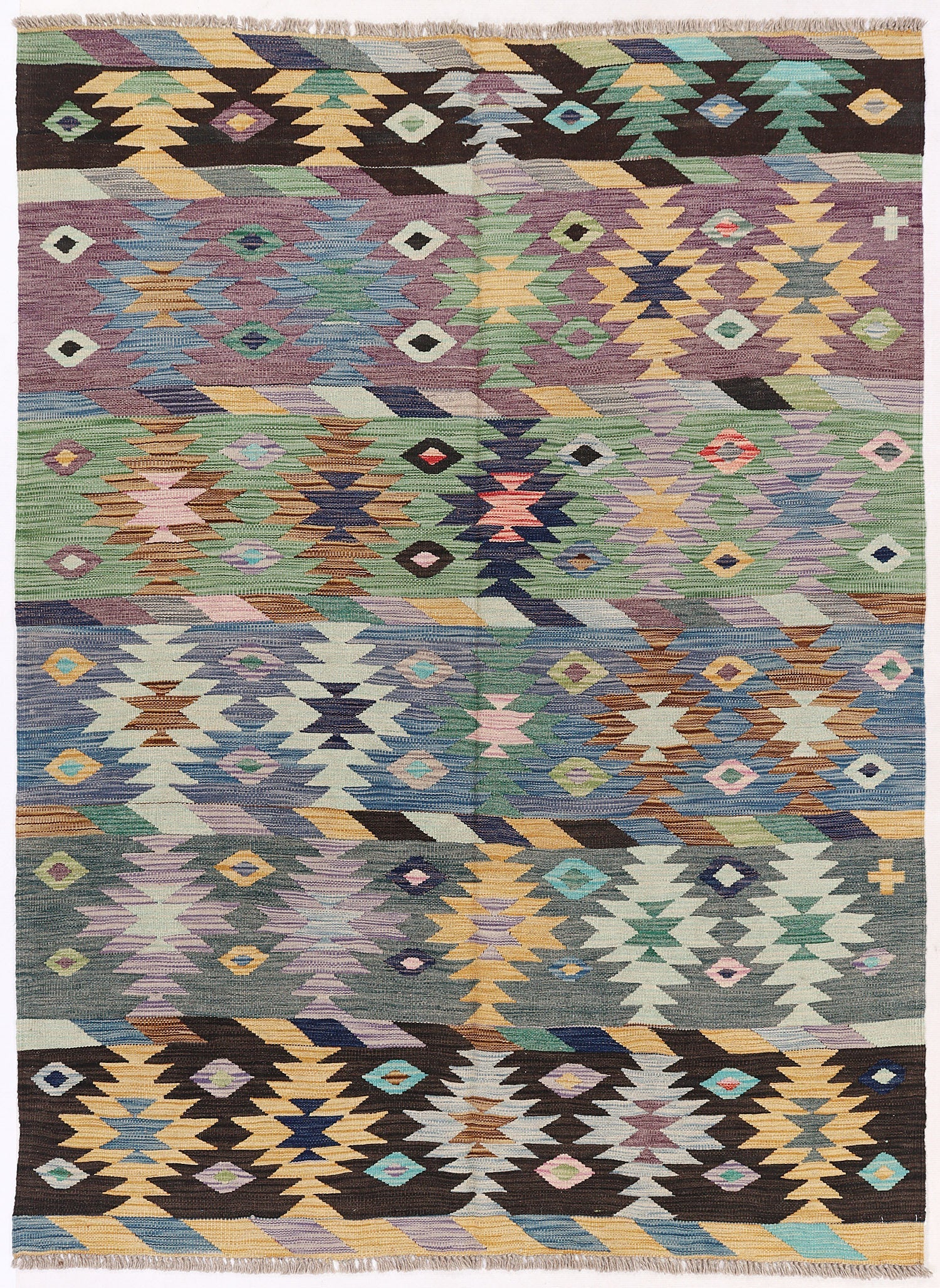4' 6" x 6' 6 Multy Handmade Veggie Dye Kilim Rug Rectangular