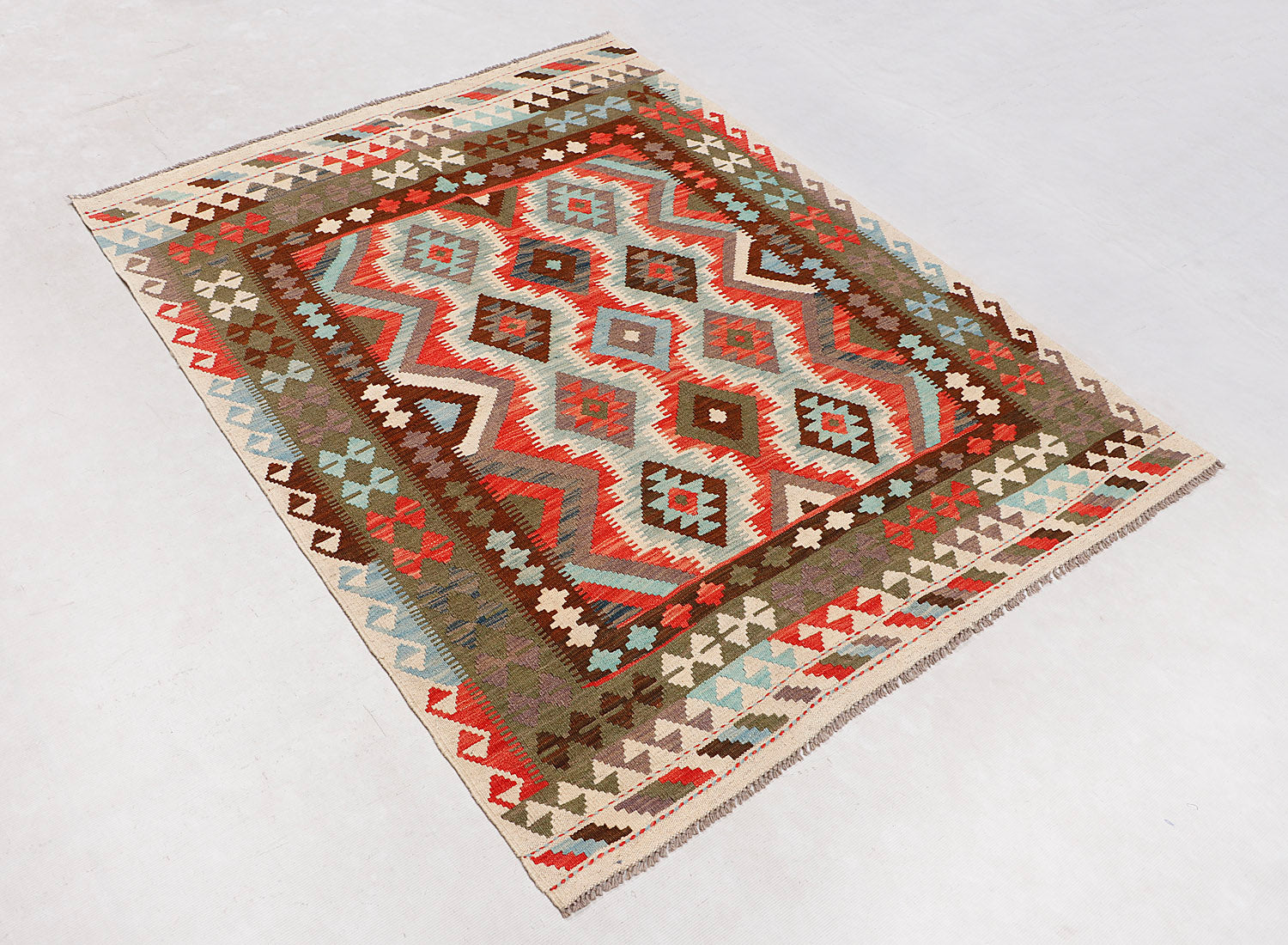 4' 6" x 6' 6 Multy Handmade Veggie Dye Kilim Rug Rectangular
