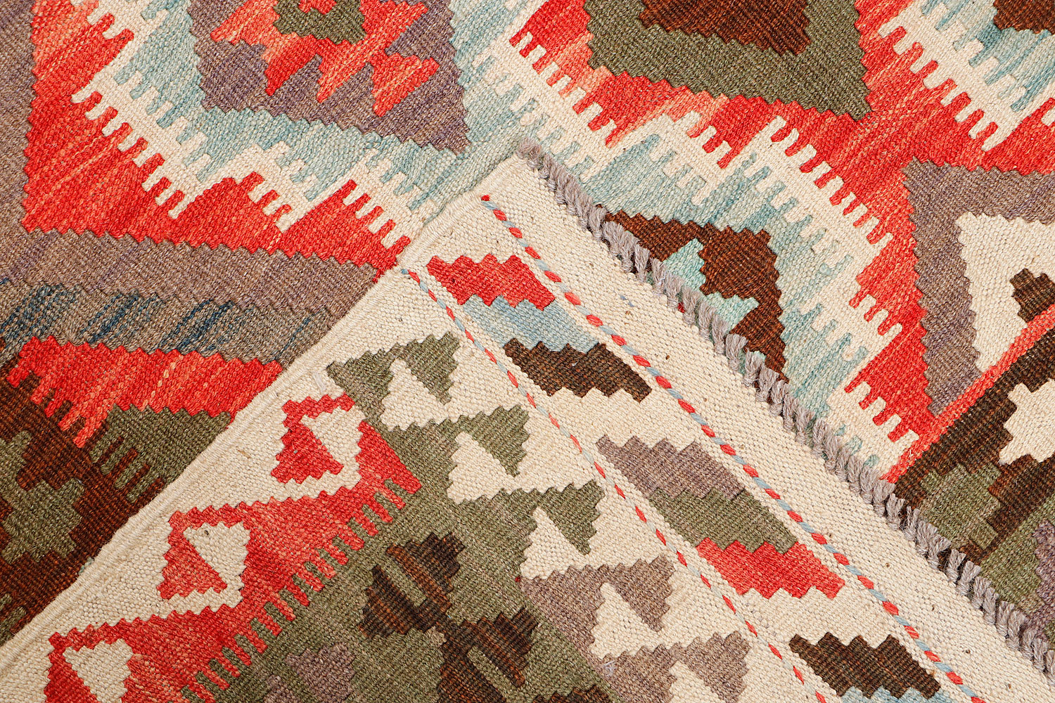 4' 6" x 6' 6 Multy Handmade Veggie Dye Kilim Rug Rectangular