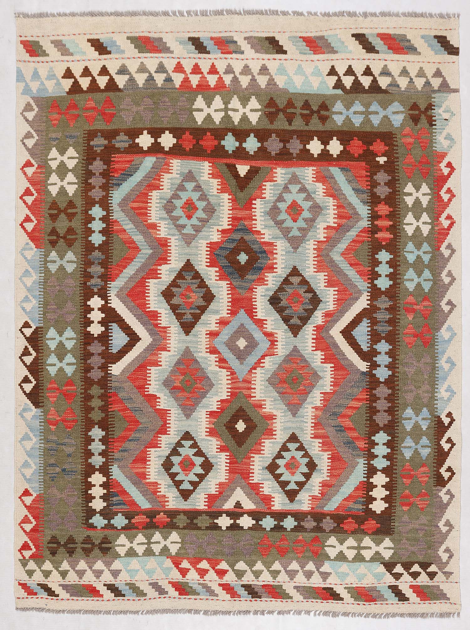 4' 6" x 6' 6 Multy Handmade Veggie Dye Kilim Rug Rectangular