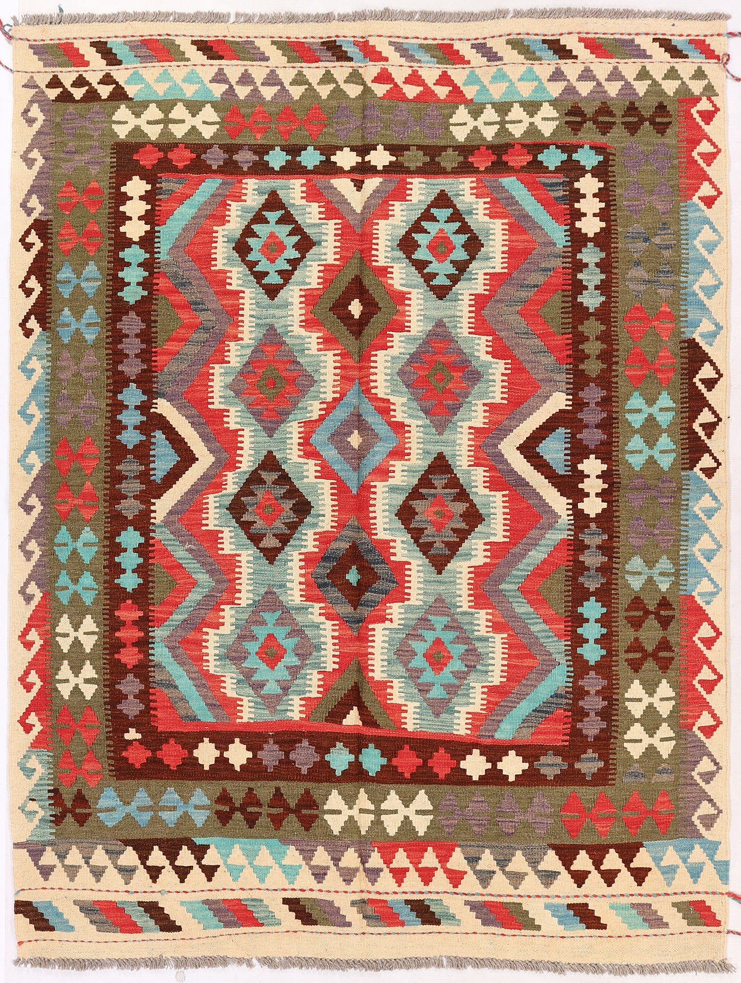 4' 6" x 6' 6 Multy Handmade Veggie Dye Kilim Rug Rectangular