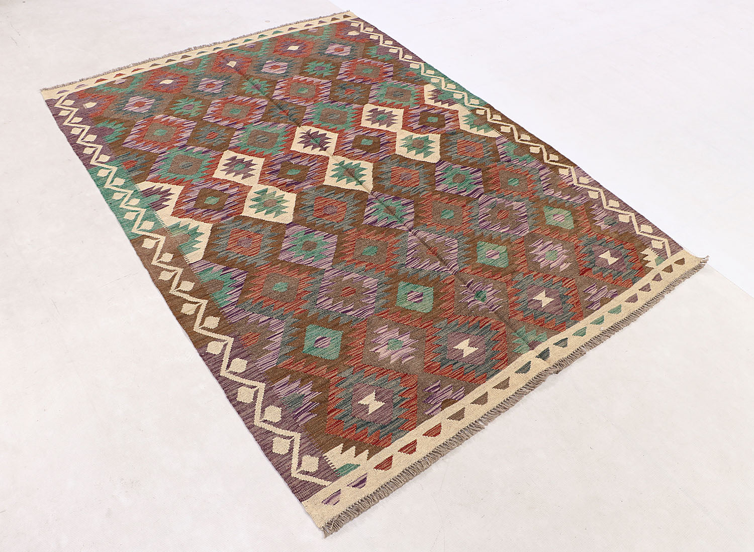 4' 6" x 6' 6 Multy Handmade Veggie Dye Kilim Rug Rectangular