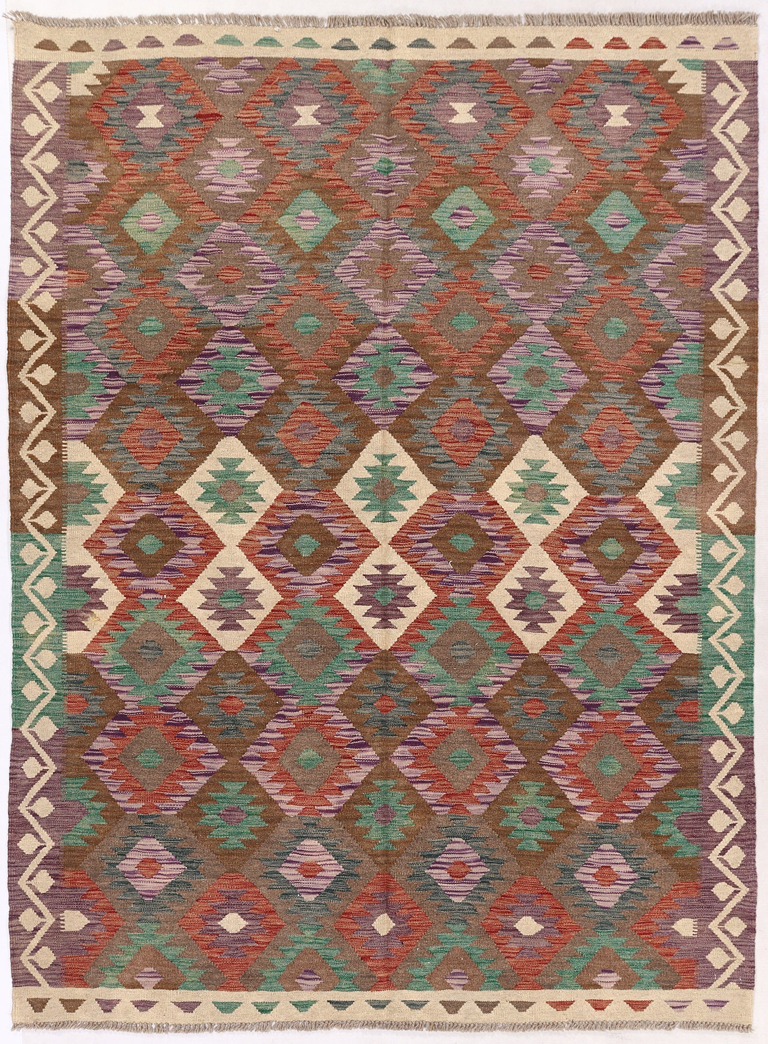 4' 6" x 6' 6 Multy Handmade Veggie Dye Kilim Rug Rectangular