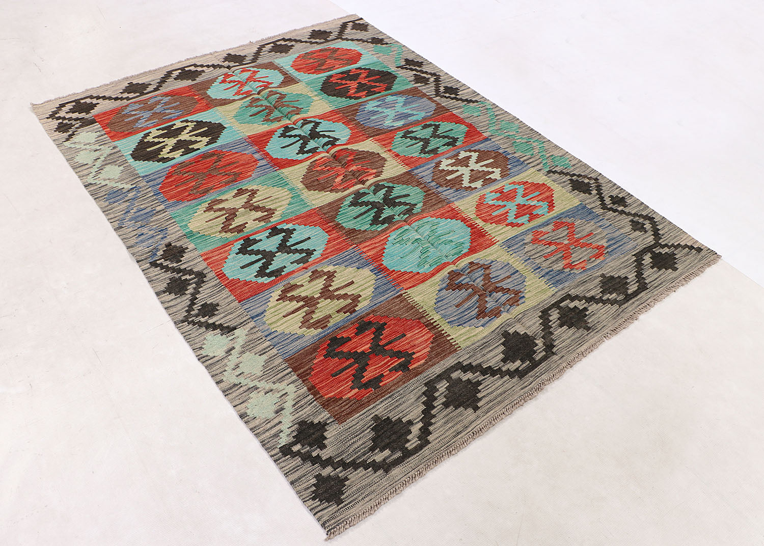 4' 6" x 6' 6 Multy Handmade Veggie Dye Kilim Rug Rectangular