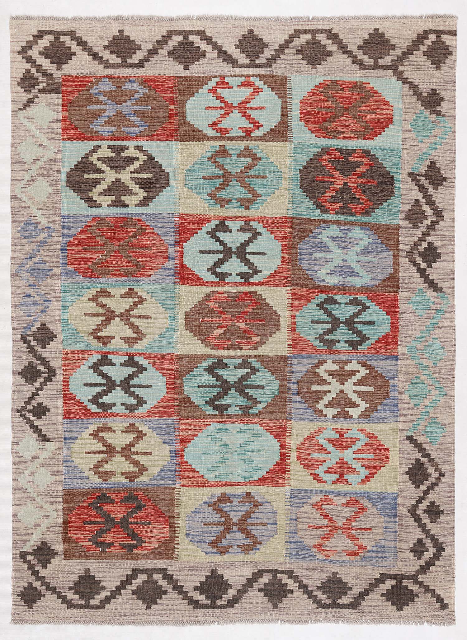 4' 6" x 6' 6 Multy Handmade Veggie Dye Kilim Rug Rectangular