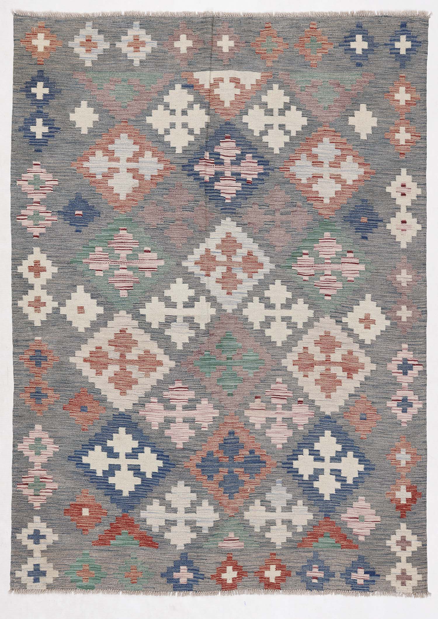 4' 6" x 6' 6 Multy Handmade Veggie Dye Kilim Rug Rectangular