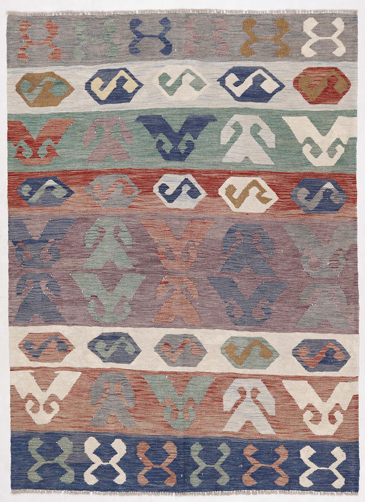 4' 6" x 6' 6 Multy Handmade Veggie Dye Kilim Rug Rectangular