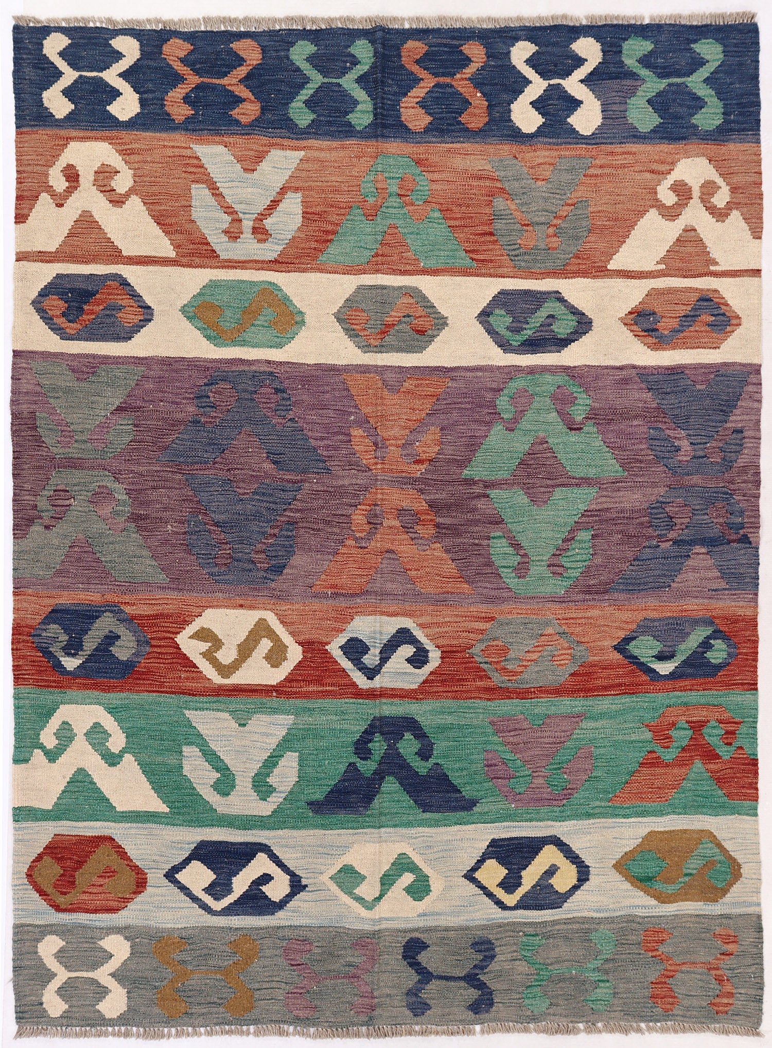 4' 6" x 6' 6 Multy Handmade Veggie Dye Kilim Rug Rectangular