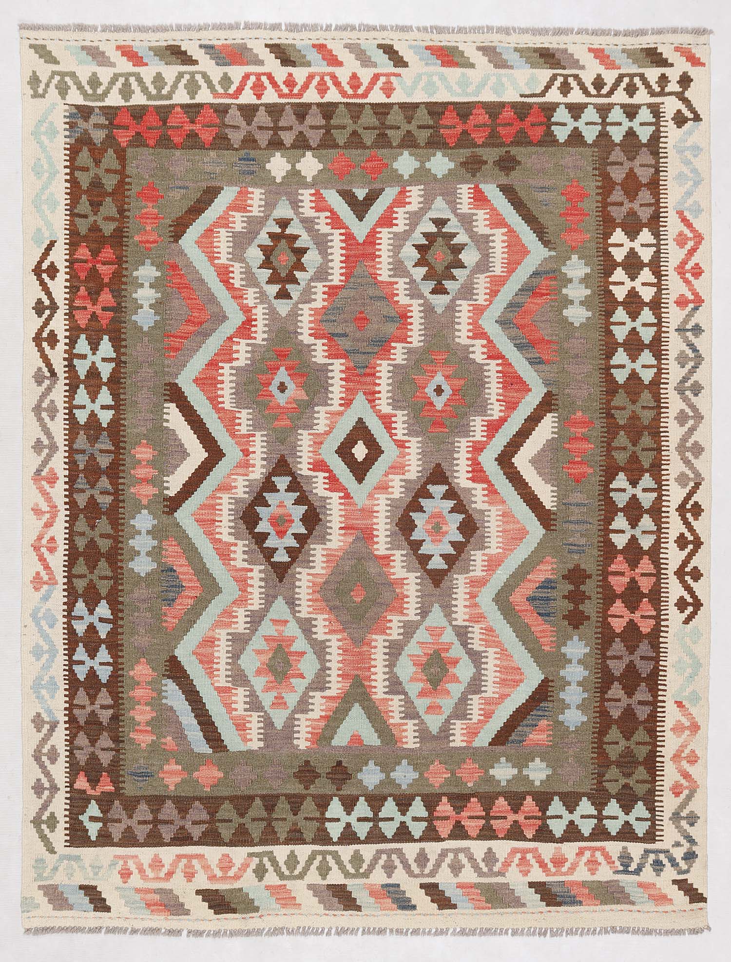 4' 6" x 6' 6 Multy Handmade Veggie Dye Kilim Rug Rectangular