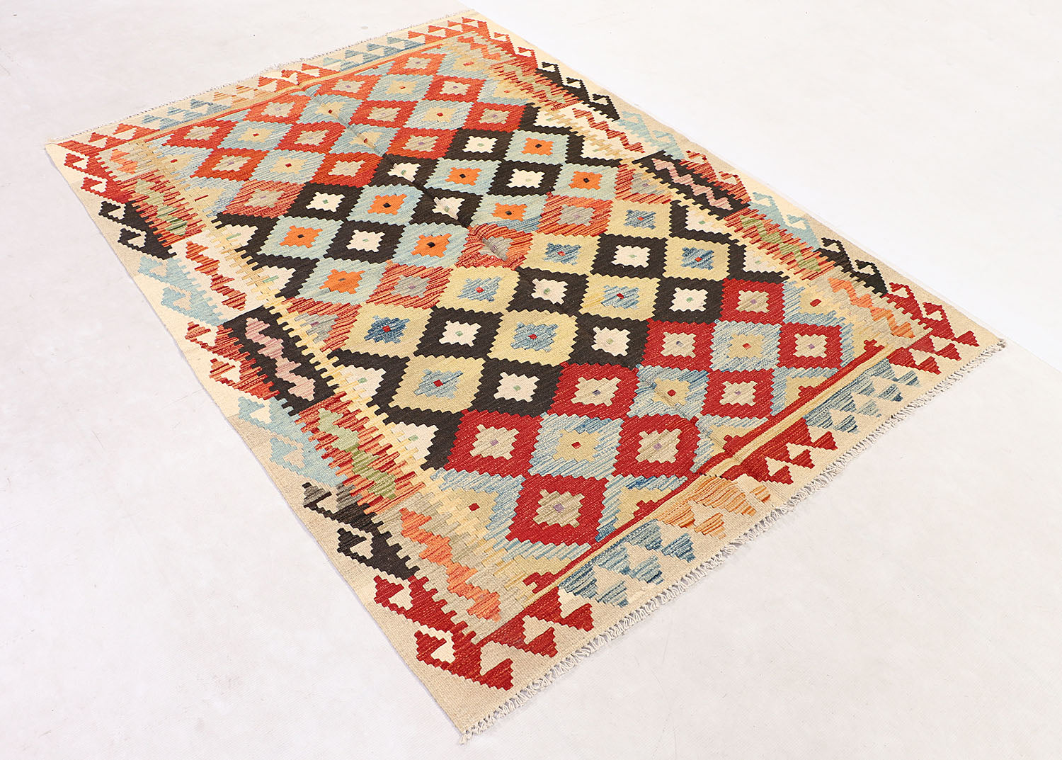 4' 6" x 6' 6 Multy Handmade Veggie Dye Kilim Rug Rectangular