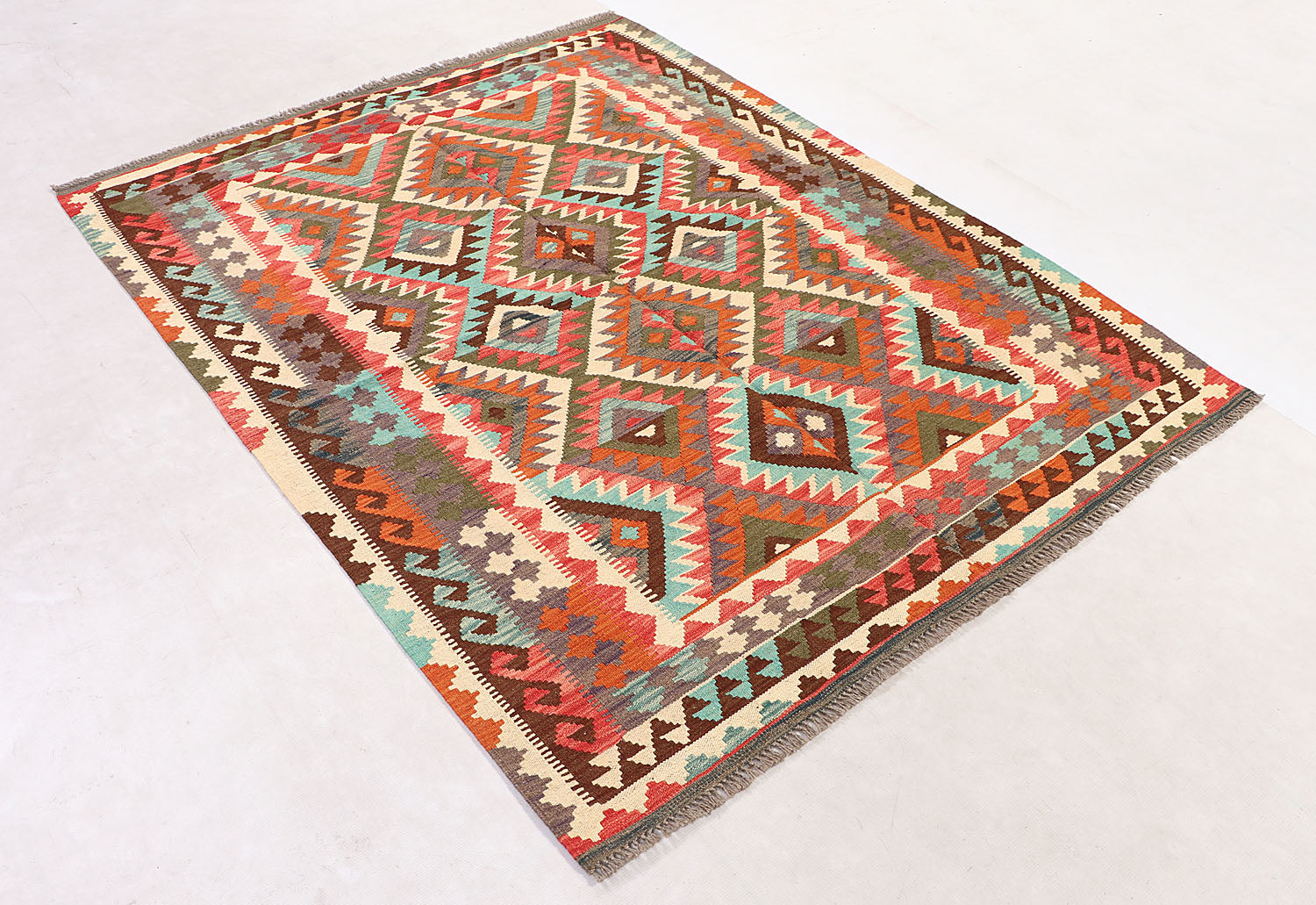 4' 6" x 6' 6 Multy Handmade Veggie Dye Kilim Rug Rectangular