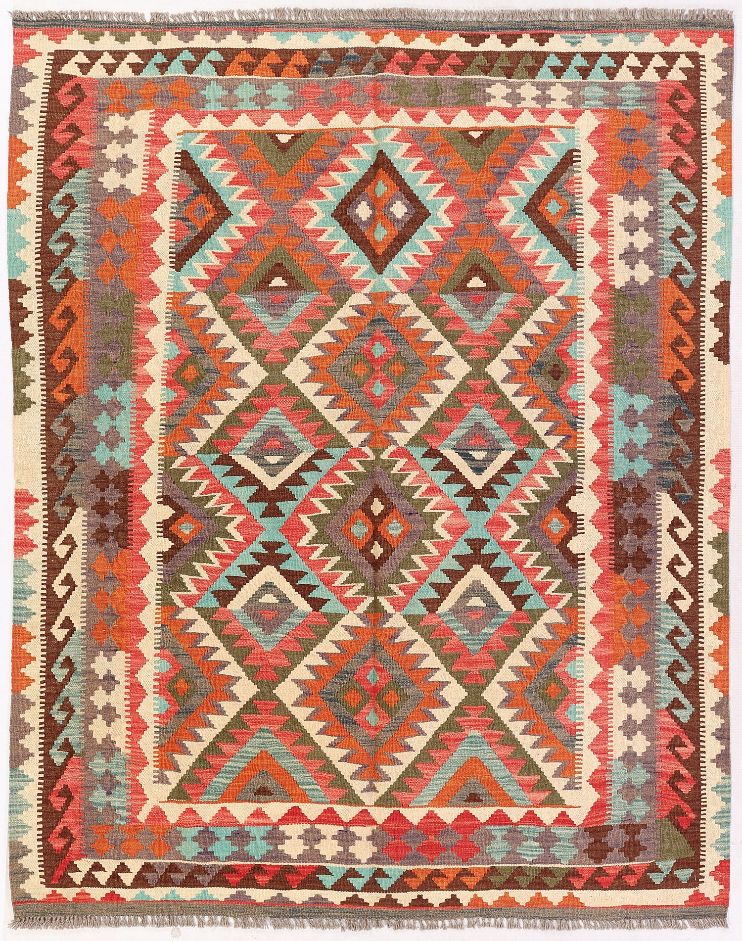 4' 6" x 6' 6 Multy Handmade Veggie Dye Kilim Rug Rectangular