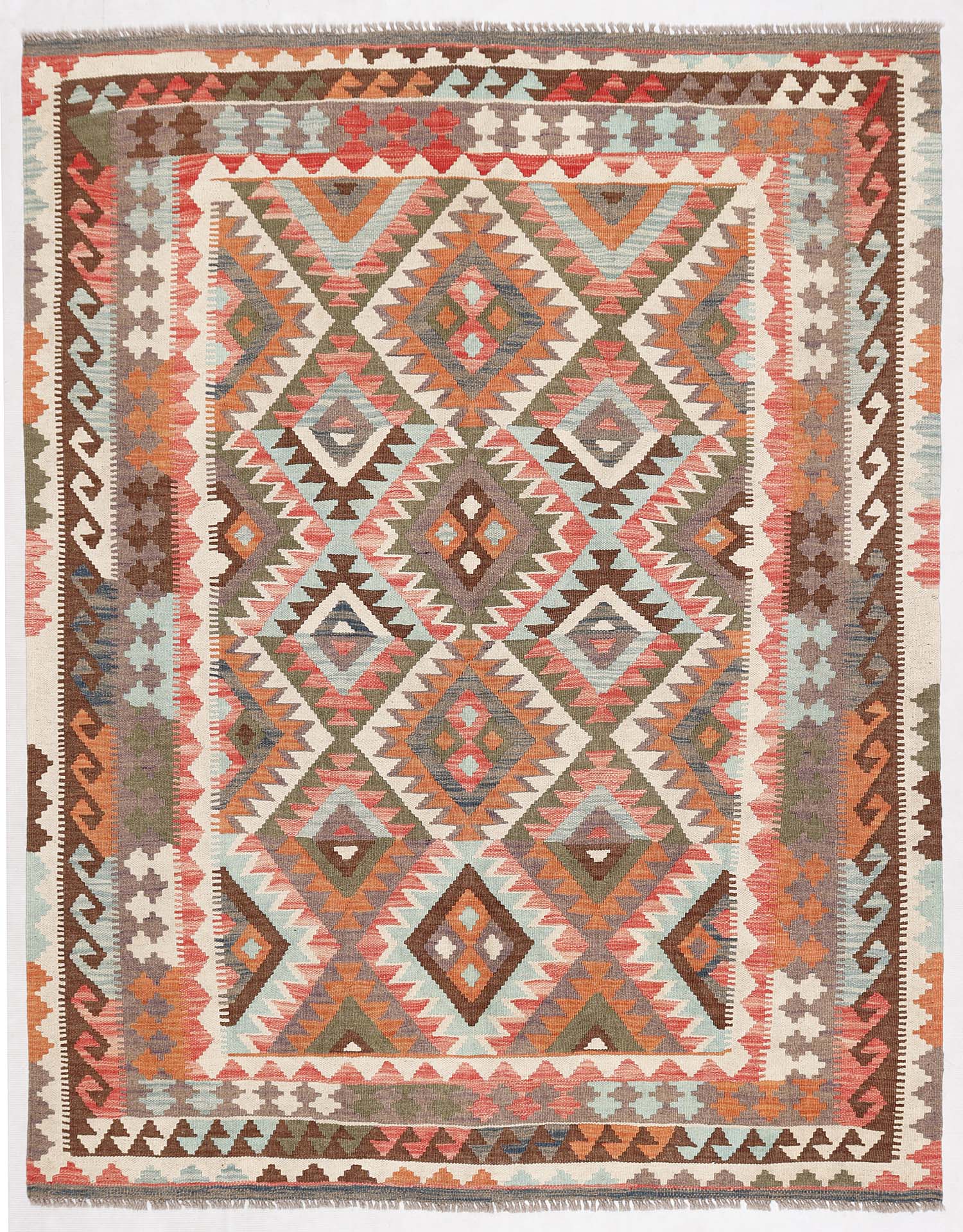 4' 6" x 6' 6 Multy Handmade Veggie Dye Kilim Rug Rectangular