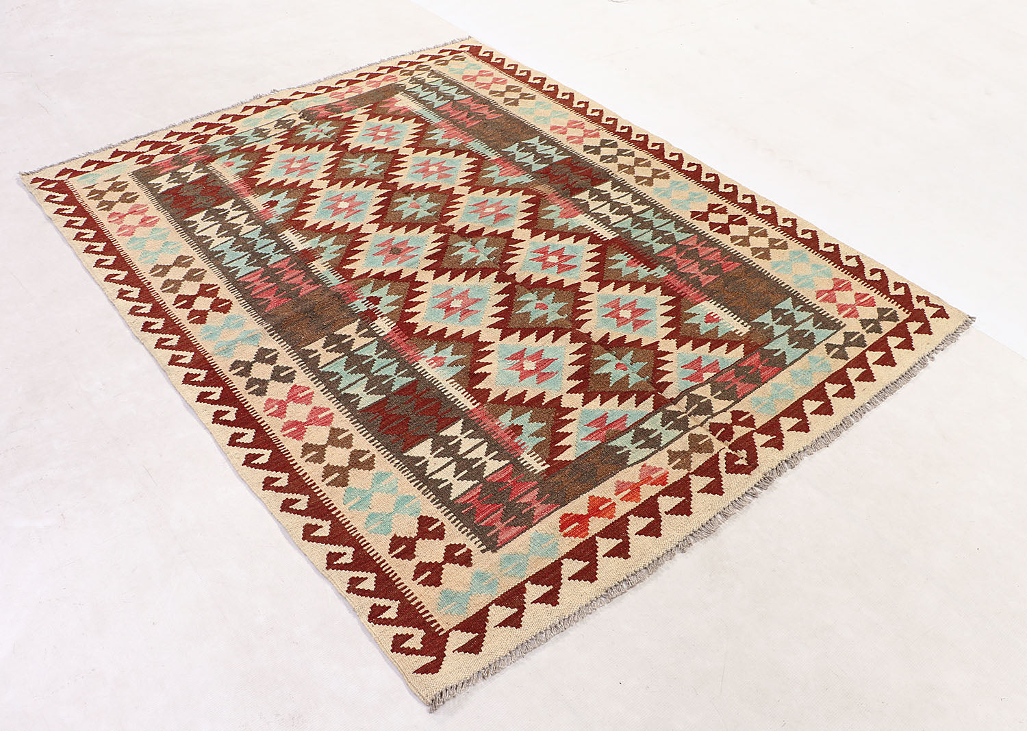 4' 6" x 6' 6 Multy Handmade Veggie Dye Kilim Rug Rectangular
