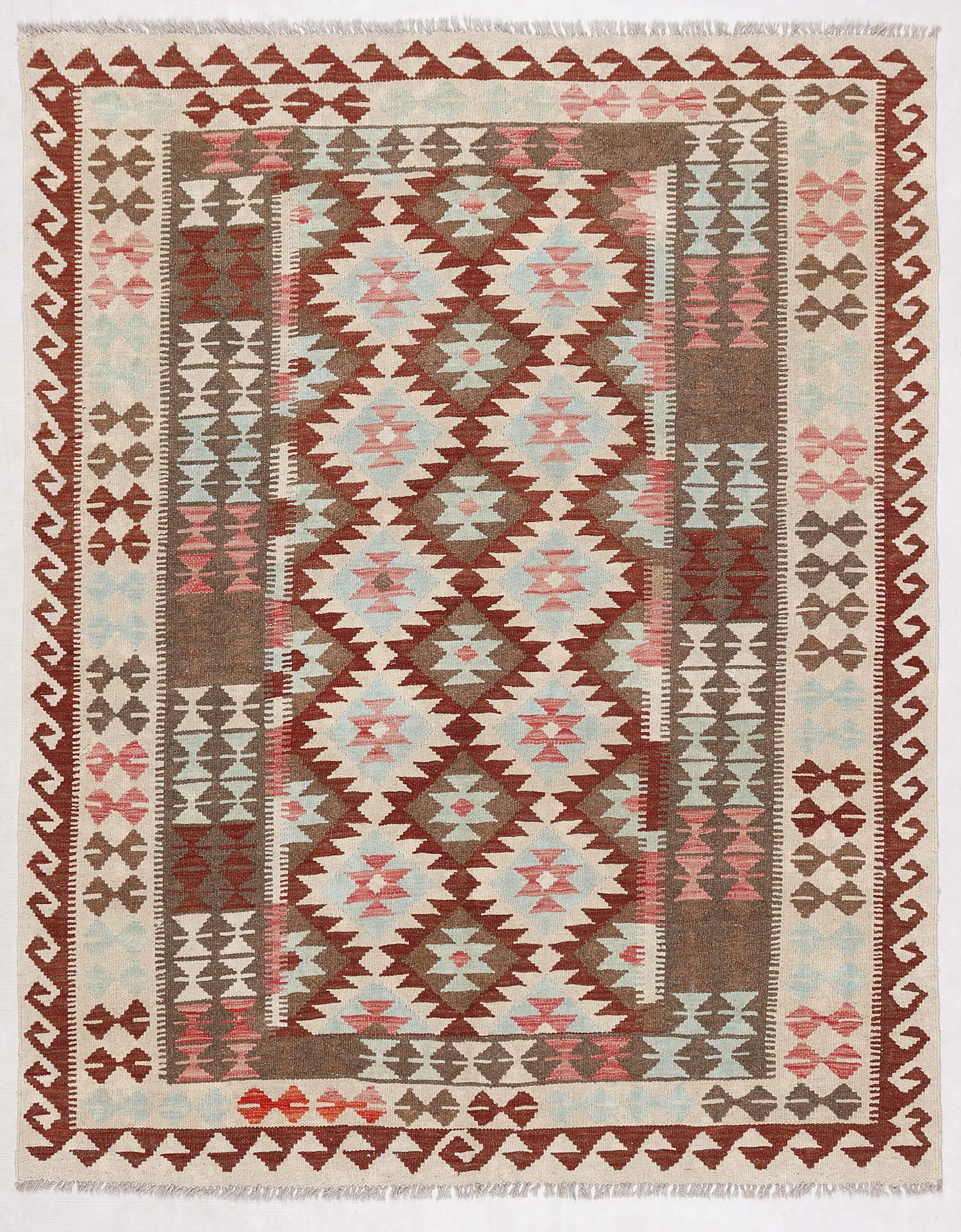 4' 6" x 6' 6 Multy Handmade Veggie Dye Kilim Rug Rectangular