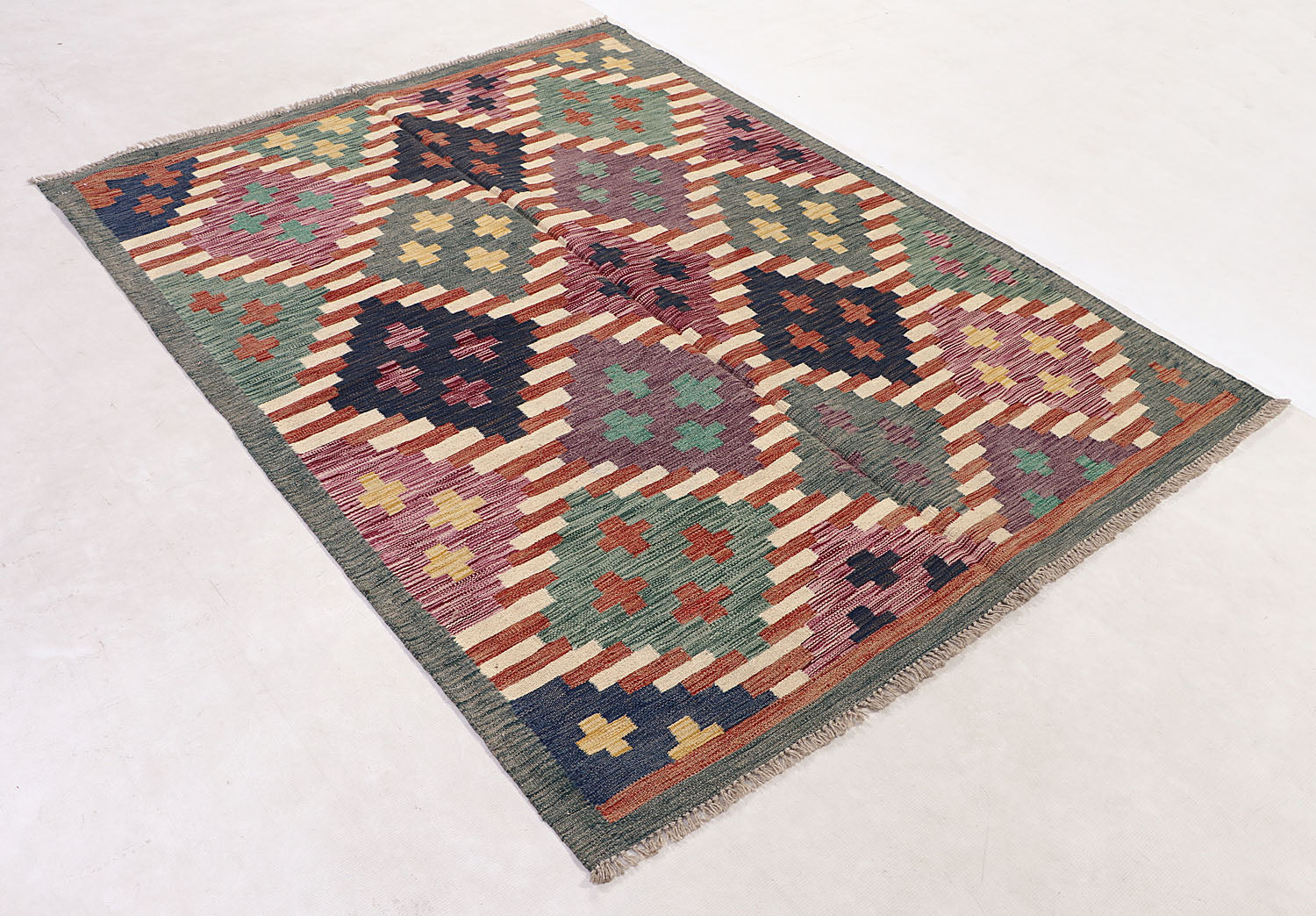 4' 6" x 6' 6 Multy Handmade Veggie Dye Kilim Rug Rectangular