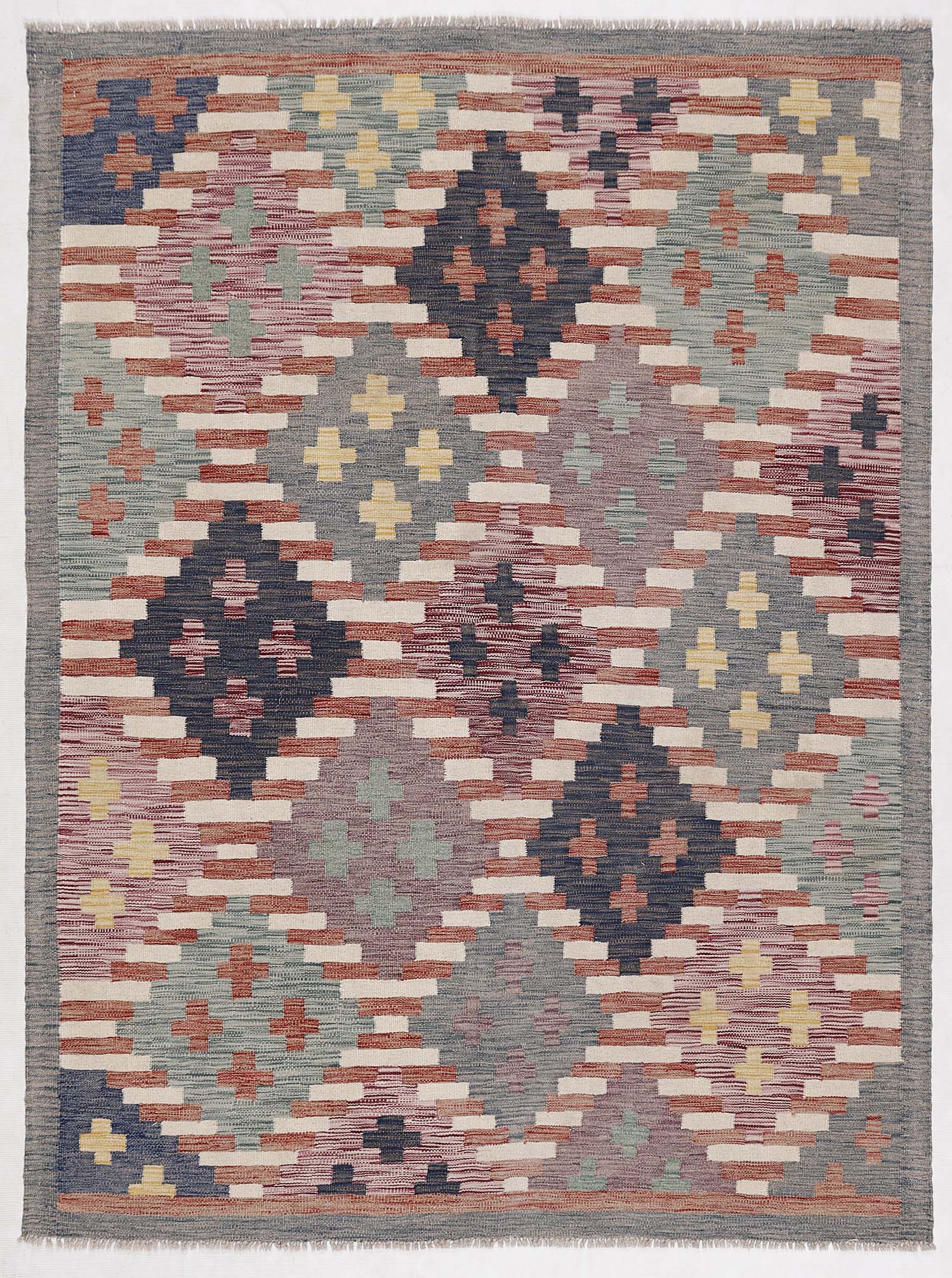 4' 6" x 6' 6 Multy Handmade Veggie Dye Kilim Rug Rectangular
