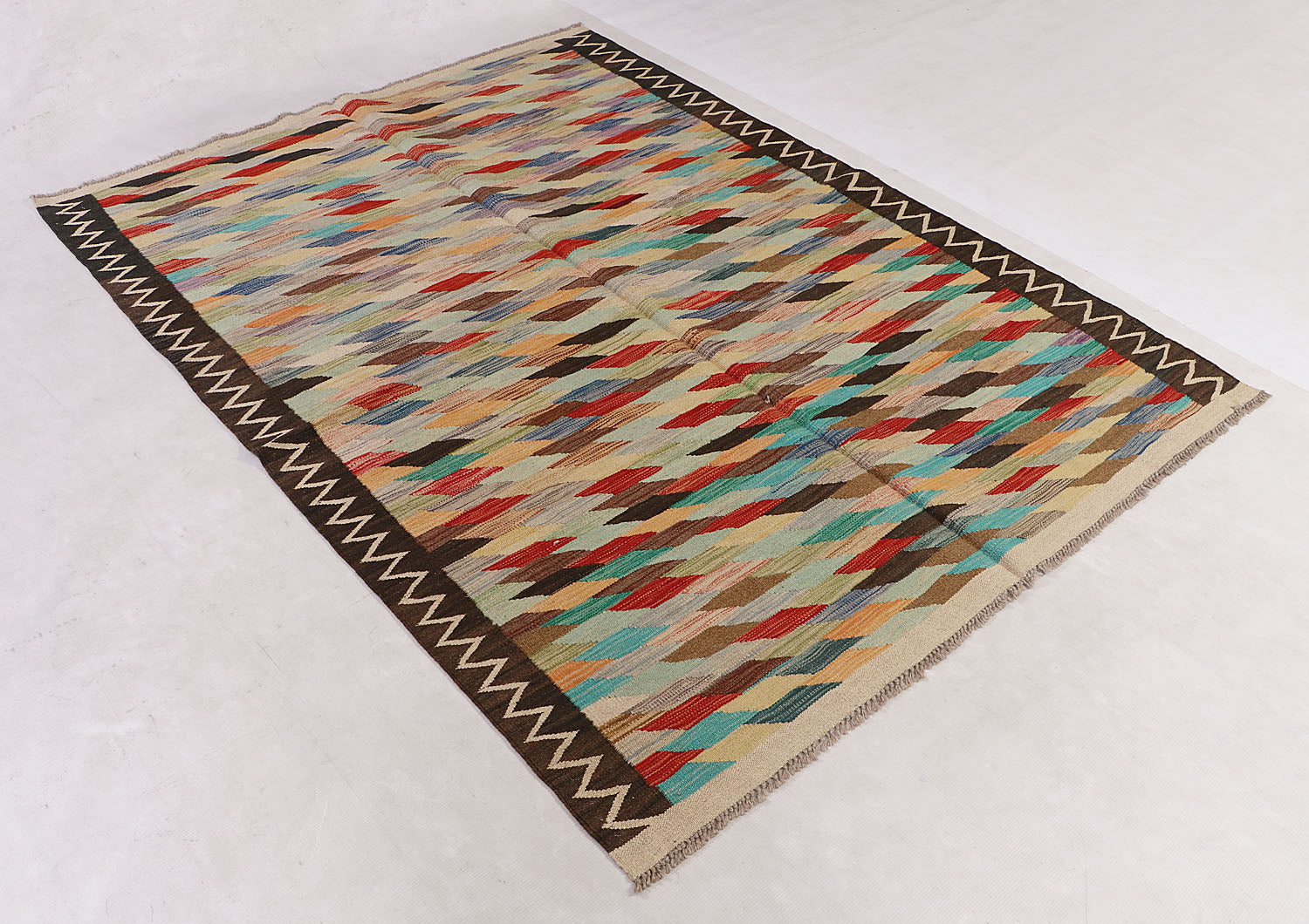 4' 6" x 6' 6 Multy Handmade Veggie Dye Kilim Rug Rectangular