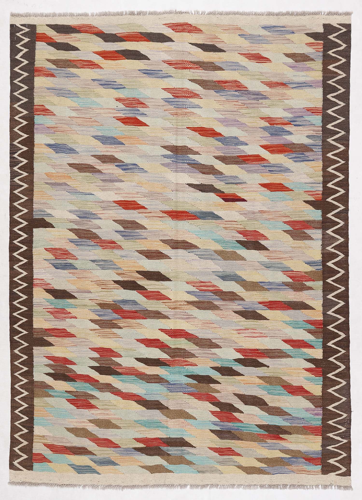 4' 6" x 6' 6 Multy Handmade Veggie Dye Kilim Rug Rectangular