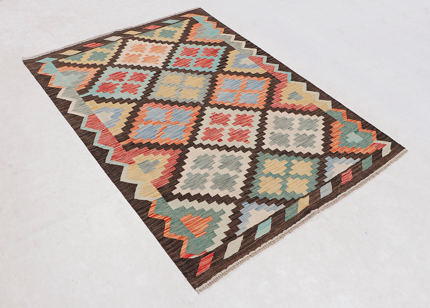 4' 6" x 6' 6 Multy Handmade Veggie Dye Kilim Rug Rectangular