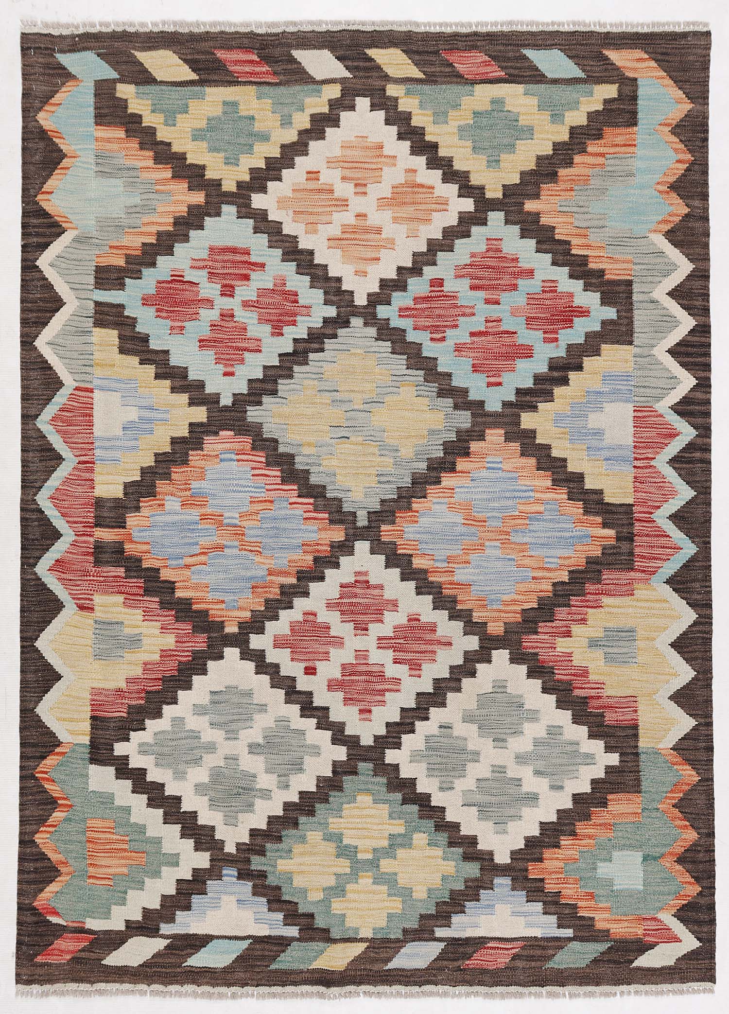 4' 6" x 6' 6 Multy Handmade Veggie Dye Kilim Rug Rectangular
