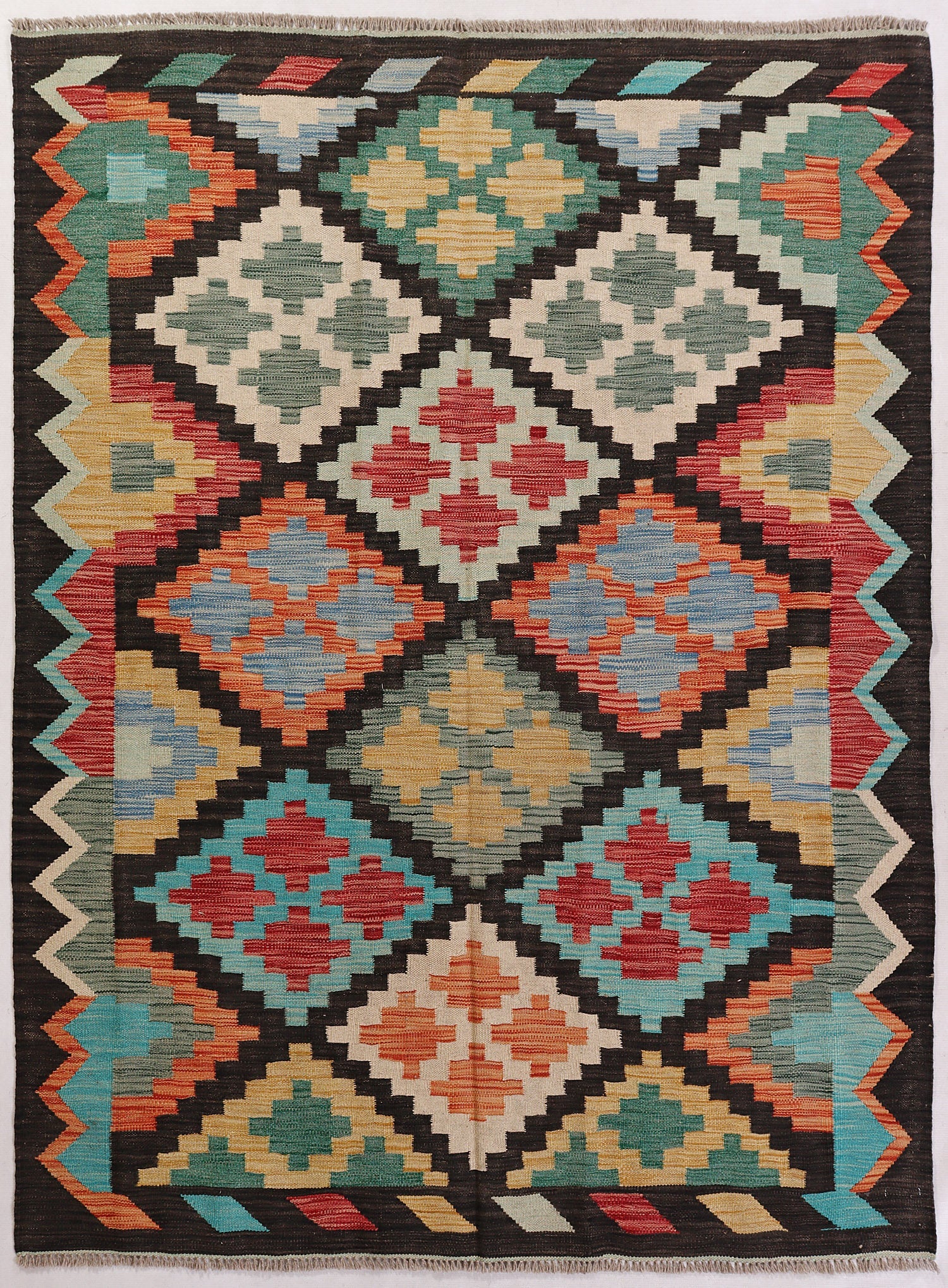 4' 6" x 6' 6 Multy Handmade Veggie Dye Kilim Rug Rectangular