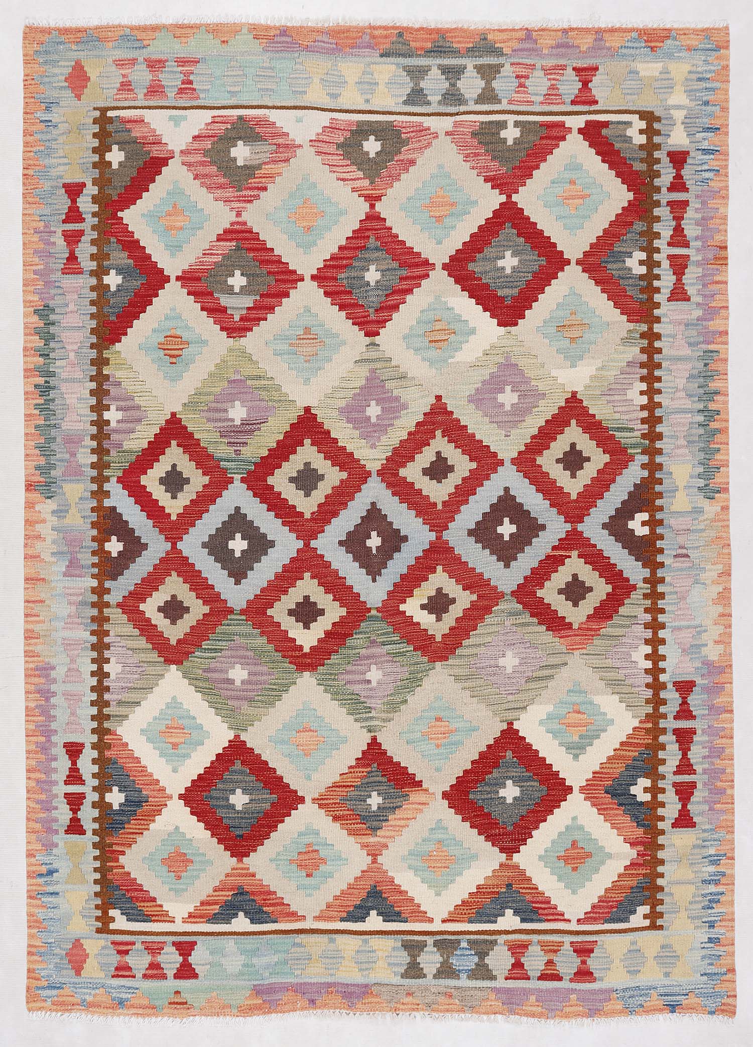 4' 6" x 6' 6 Multy Handmade Veggie Dye Kilim Rug Rectangular