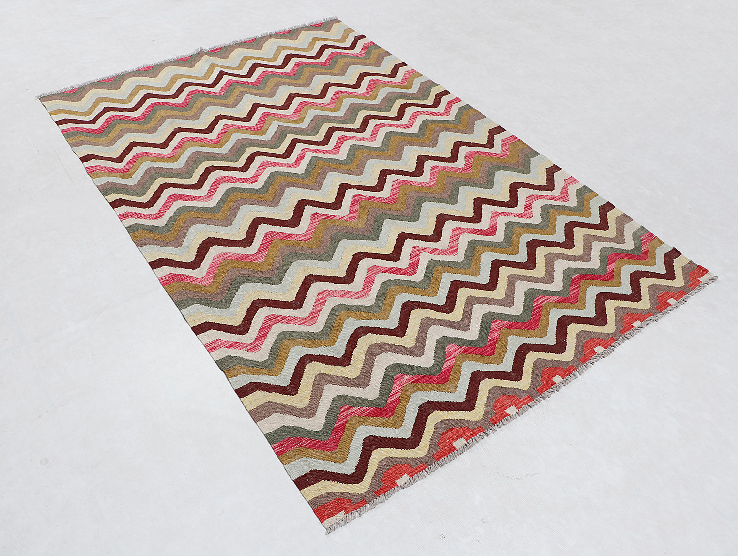5' 6" X 8' Multy Handmade Veggie Dye Kilim Rug Rectangular
