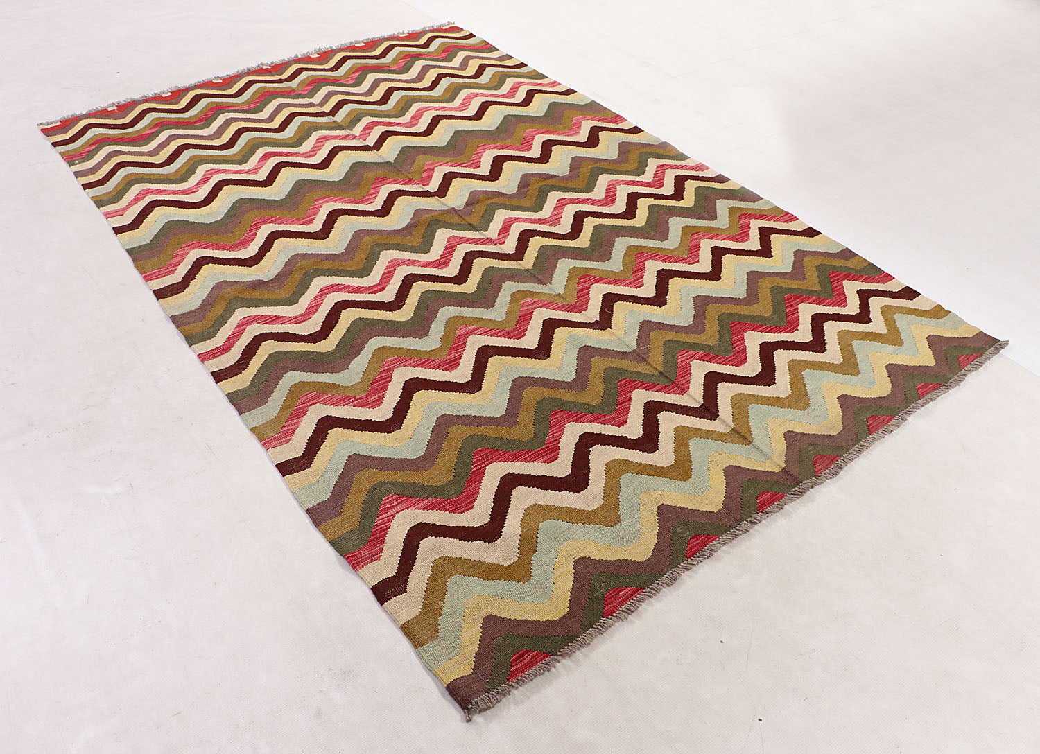 5' 6" X 8' Multy Handmade Veggie Dye Kilim Rug Rectangular