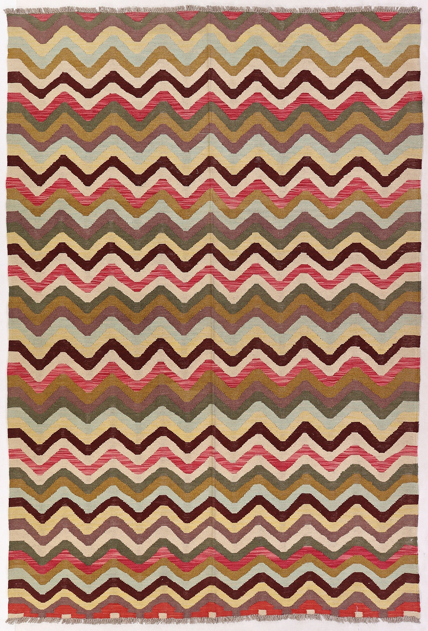 5' 6" X 8' Multy Handmade Veggie Dye Kilim Rug Rectangular