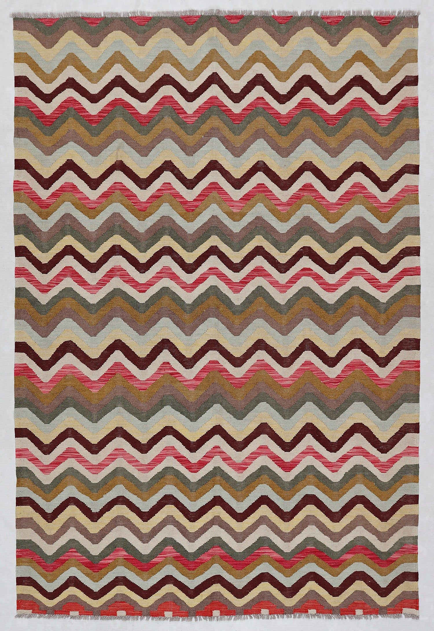 5' 6" X 8' Multy Handmade Veggie Dye Kilim Rug Rectangular