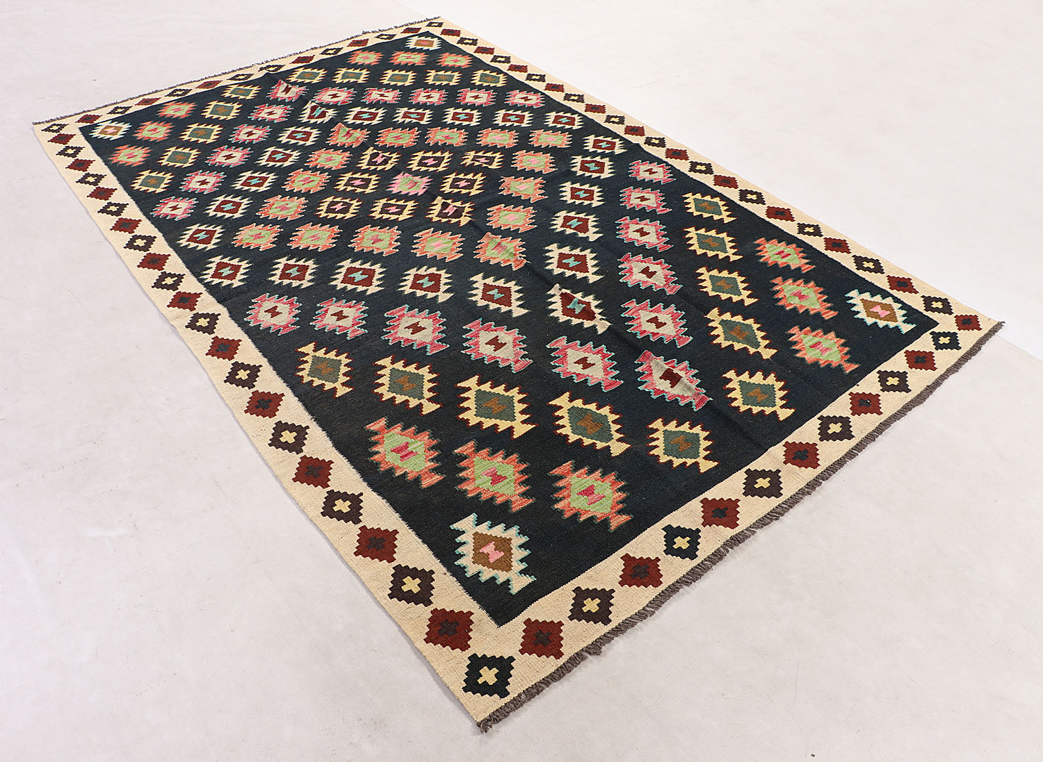 5' 6" X 8' Multy Handmade Veggie Dye Kilim Rug Rectangular