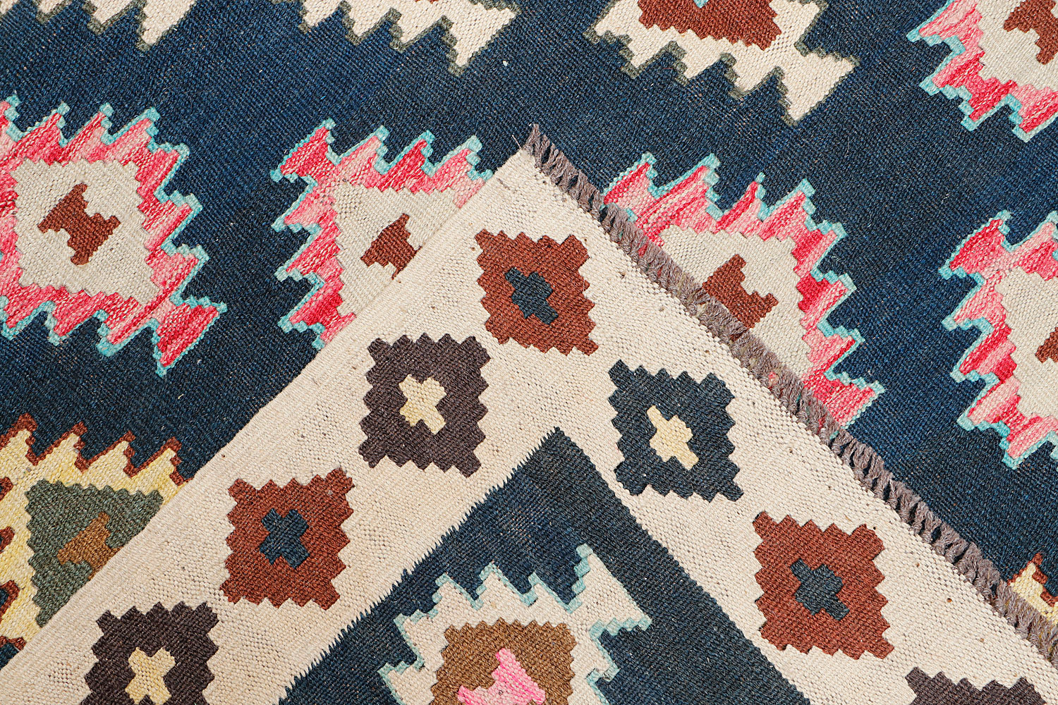 5' 6" X 8' Multy Handmade Veggie Dye Kilim Rug Rectangular
