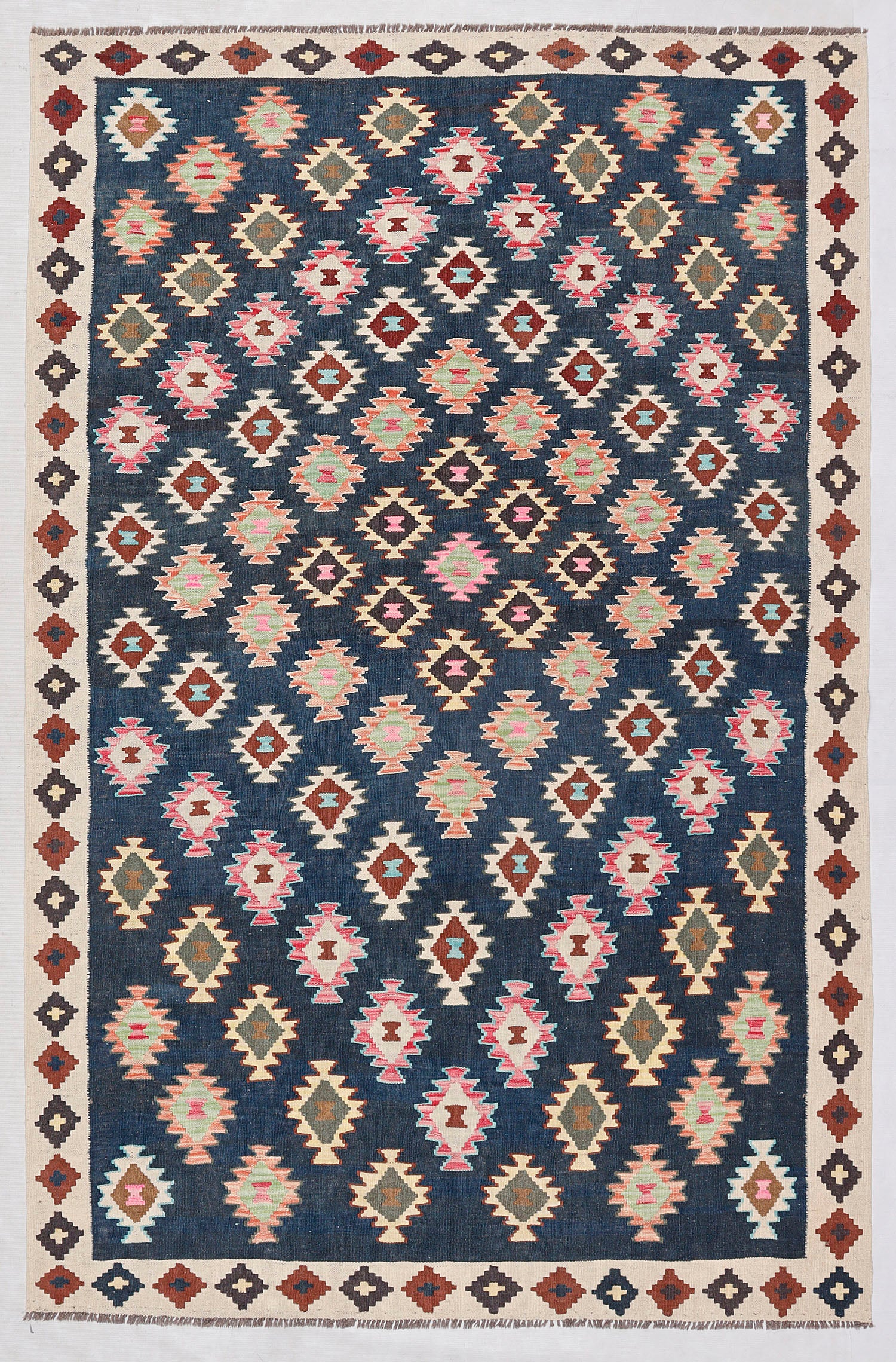 5' 6" X 8' Multy Handmade Veggie Dye Kilim Rug Rectangular