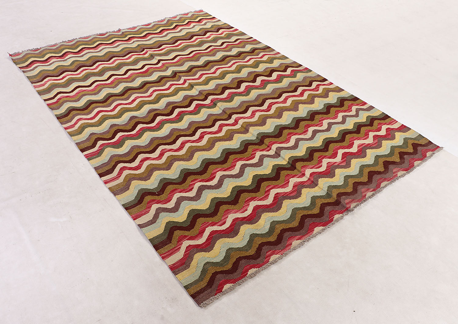 5' 6" X 8' Multy Handmade Veggie Dye Kilim Rug Rectangular