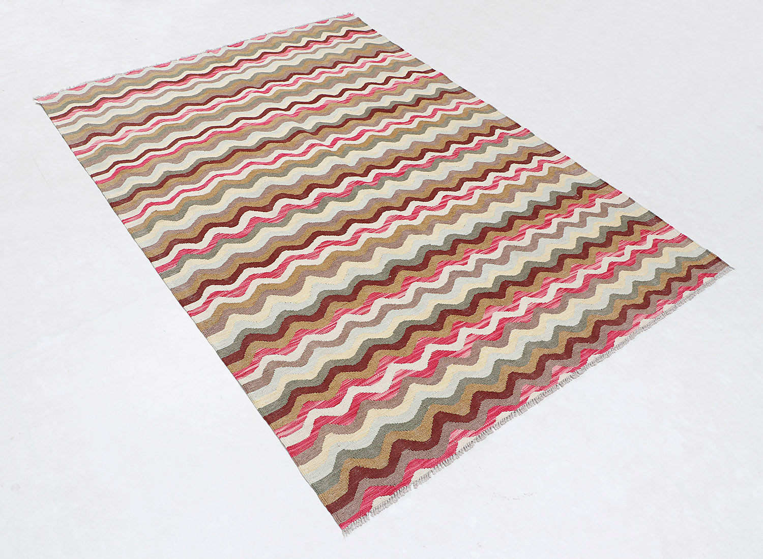 5' 6" X 8' Multy Handmade Veggie Dye Kilim Rug Rectangular