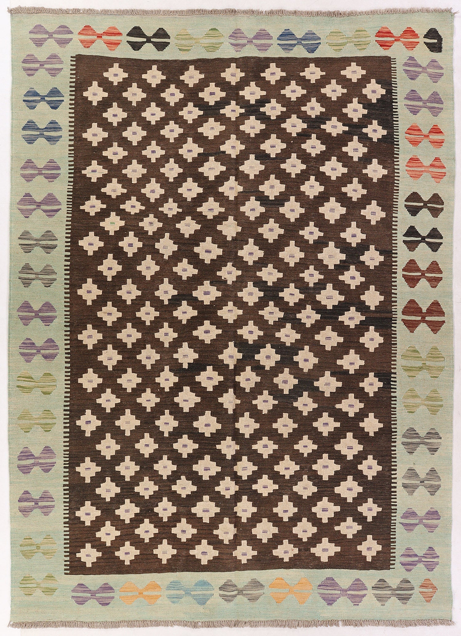 5' 6" X 8' Multy Handmade Veggie Dye Kilim Rug Rectangular