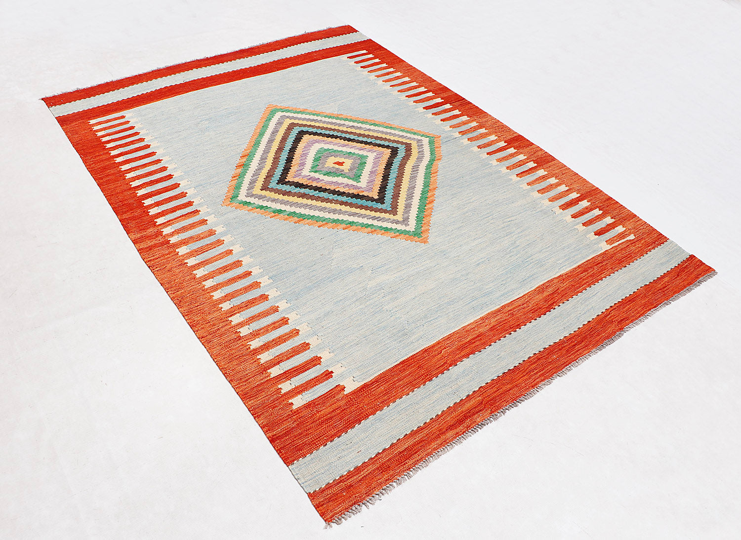 5' 6" X 8' Multy Handmade Veggie Dye Kilim Rug Rectangular
