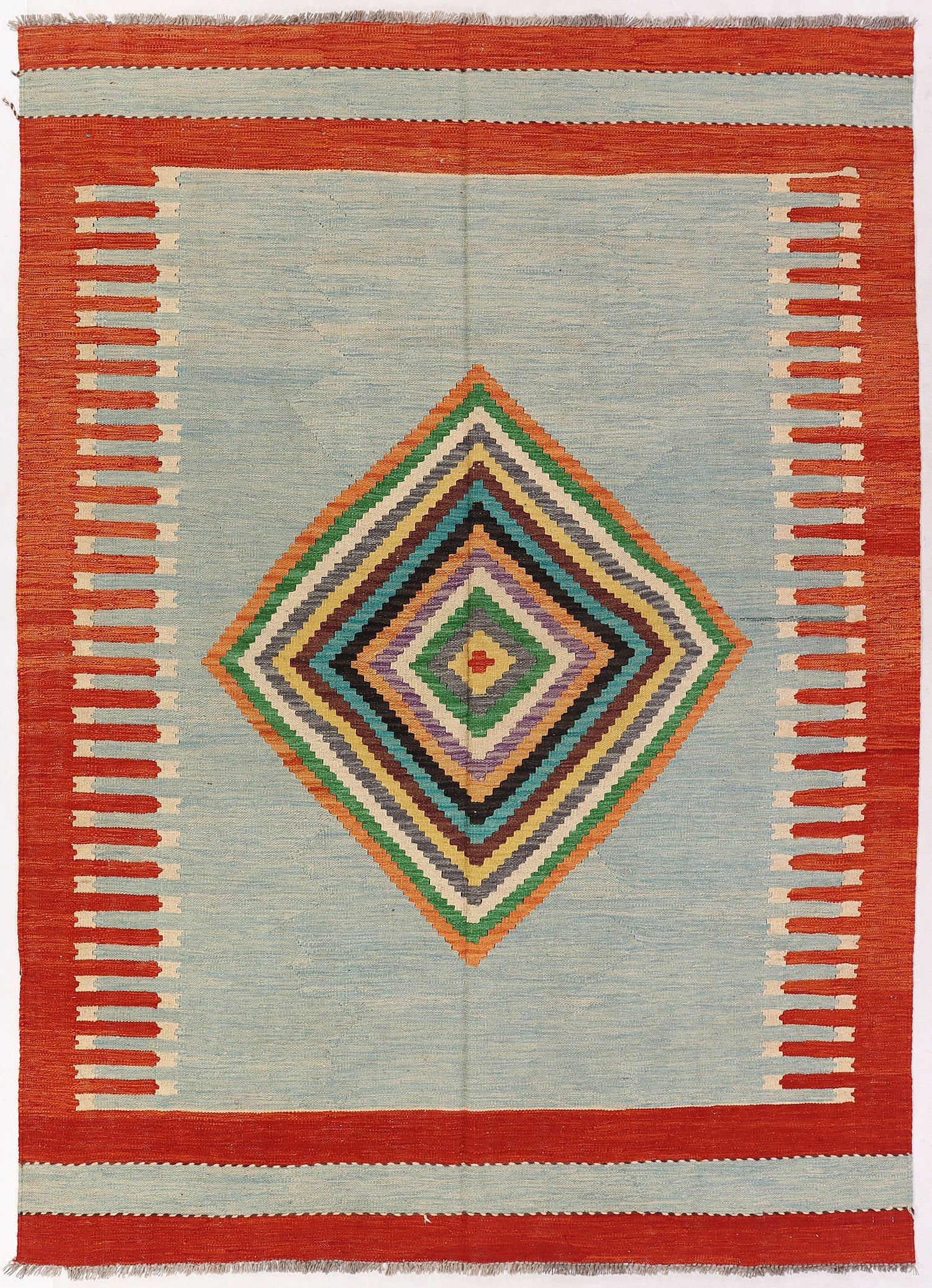 5' 6" X 8' Multy Handmade Veggie Dye Kilim Rug Rectangular