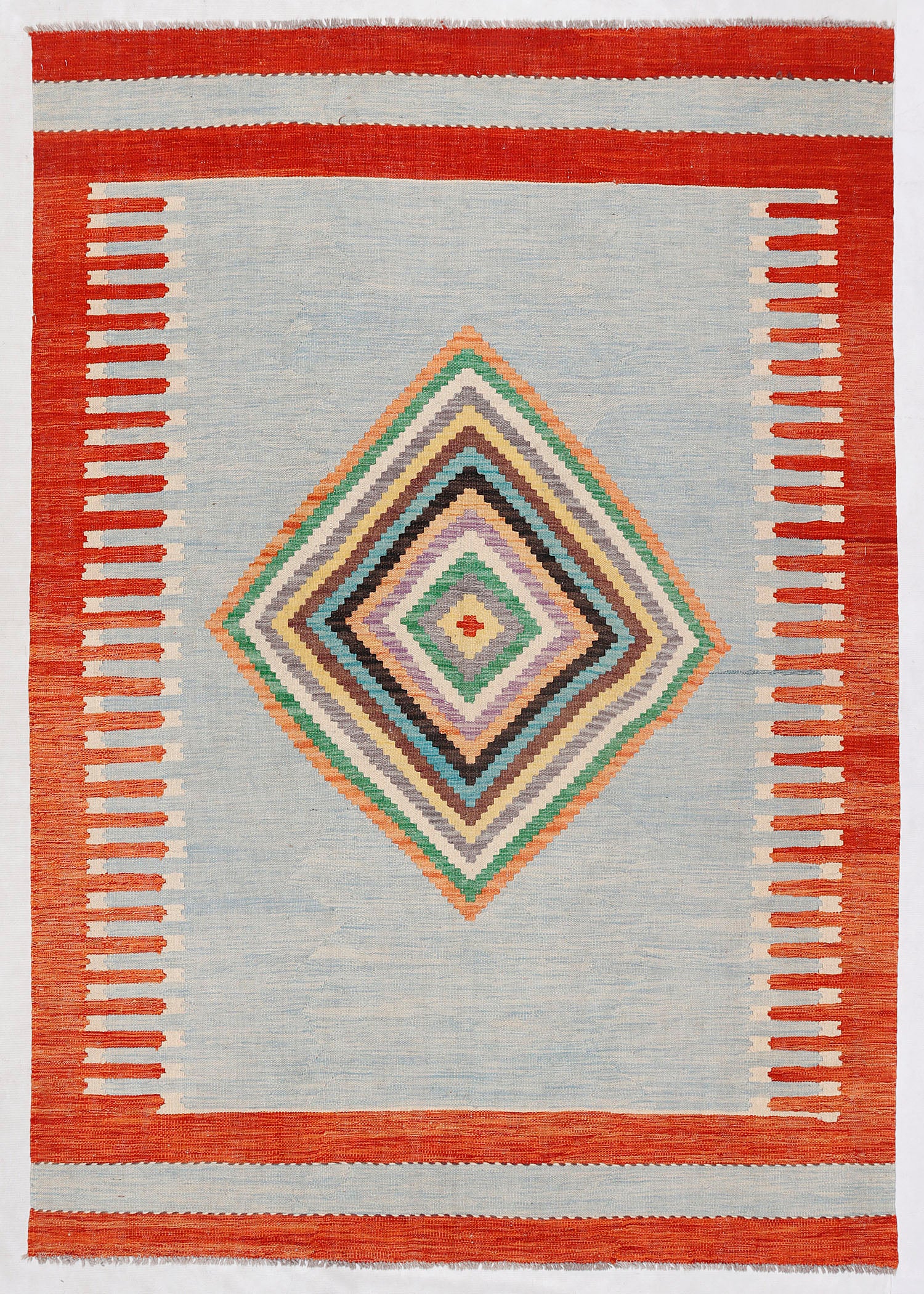 5' 6" X 8' Multy Handmade Veggie Dye Kilim Rug Rectangular