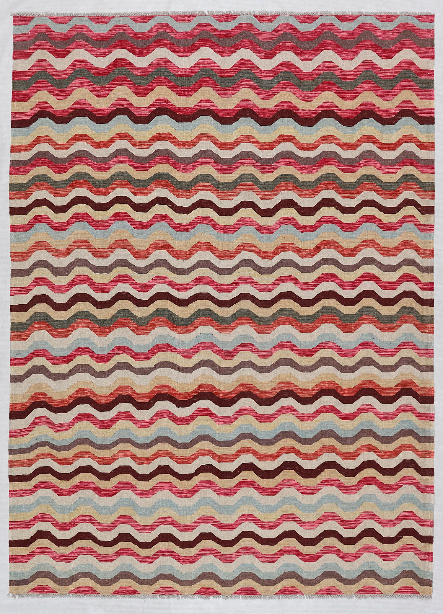 5' 6" X 8' Multy Handmade Veggie Dye Kilim Rug Rectangular