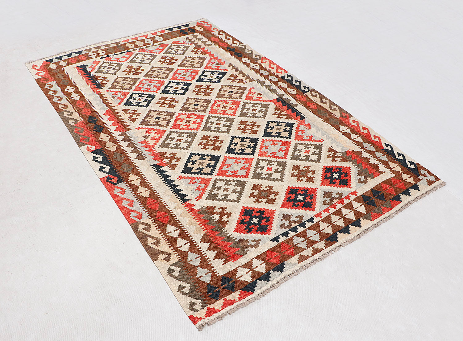 5' 6" X 8' Multy Handmade Veggie Dye Kilim Rug Rectangular